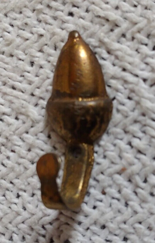 Vintage Wall Hook Brass Acorn Shaped Small Salvage