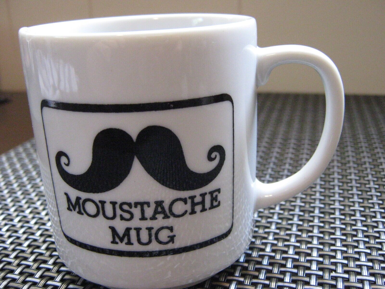 Vintage Black and White Collectable Moustache  Mug  made in Japan