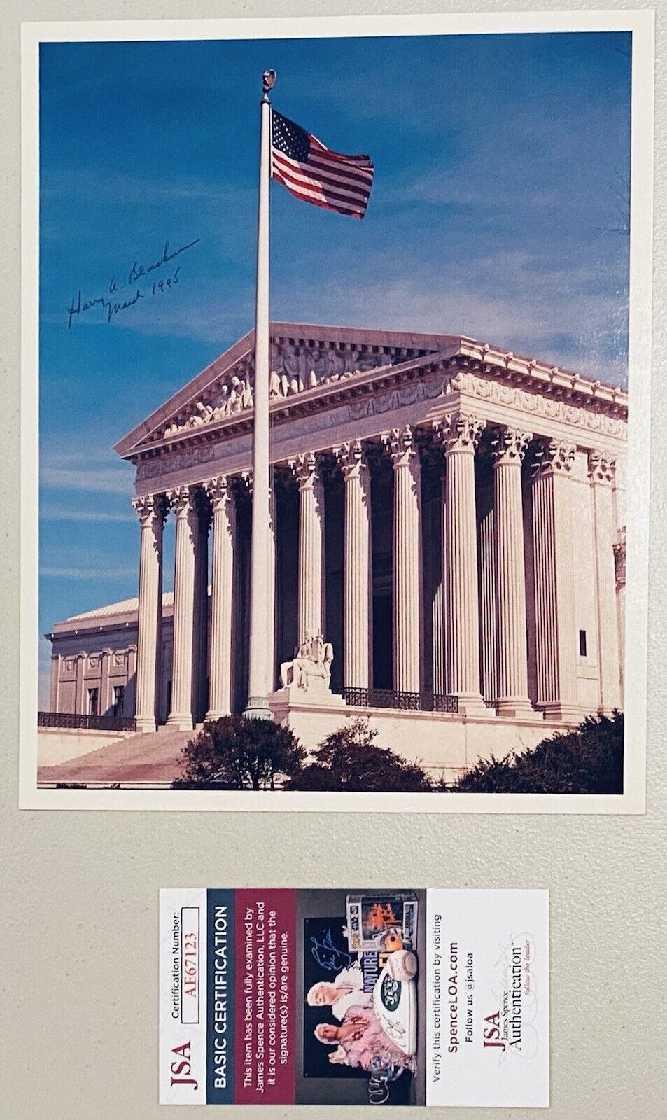 Harry Blackmun Signed Autographed 8x10 Photo JSA Cert US Supreme Court Justice