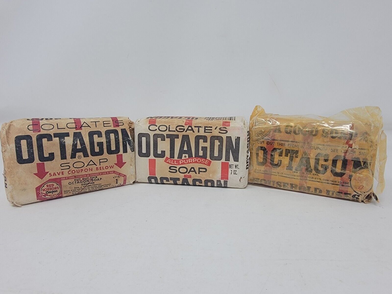 Vintage Colgate Octagon Laundry Soap In Original Wrapper 7oz 3x Bars