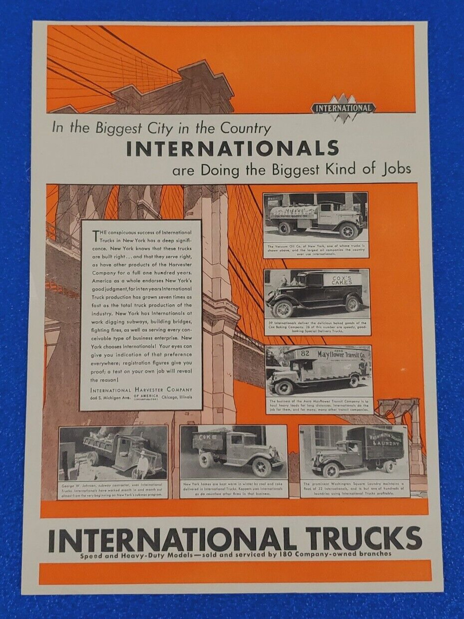 1931 INTERNATIONAL HARVESTER TRUCK ORIGINAL PRINT AD SPEED AND HEAVY DUTY MODELS