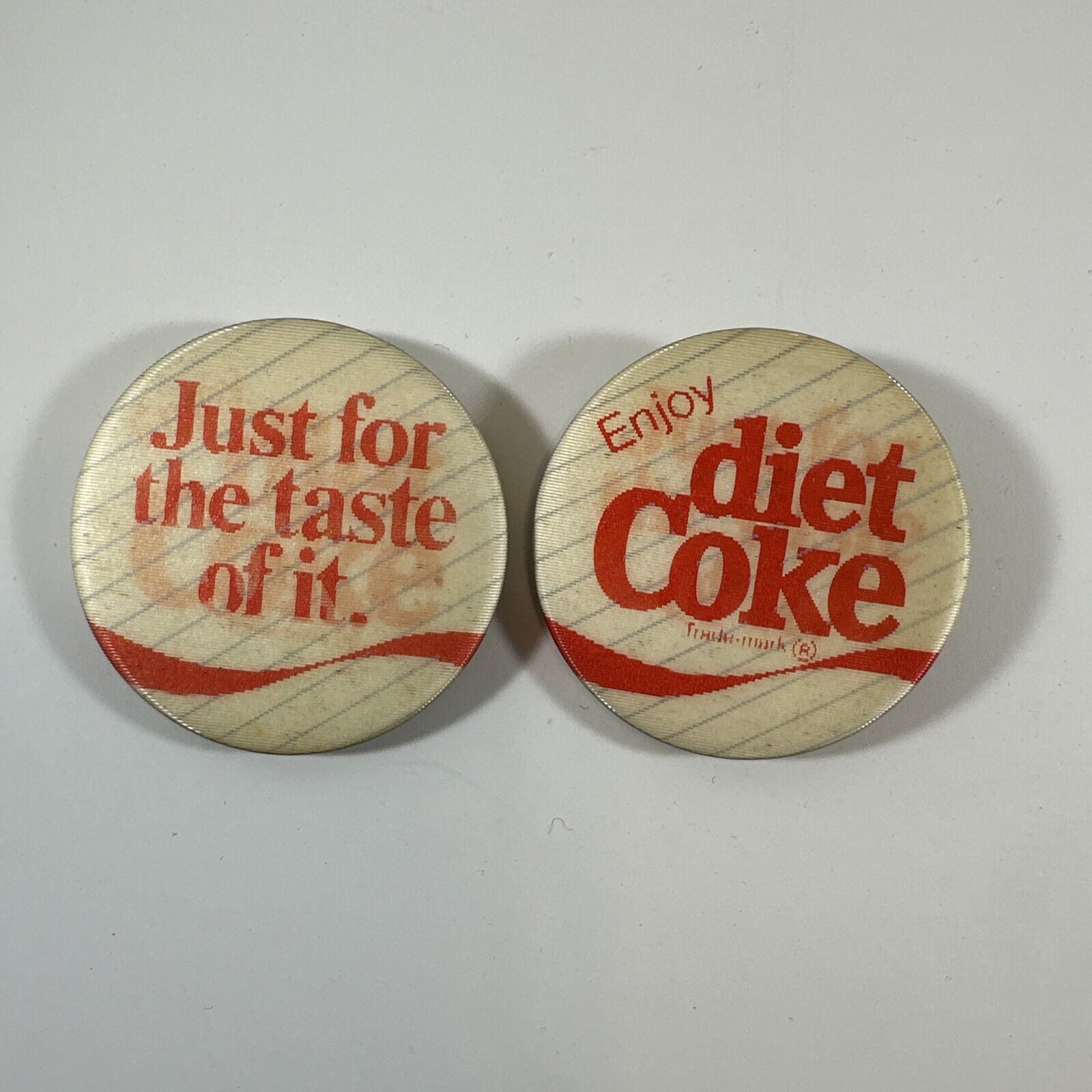2 Vintage Taste Diet Coke Just for the taste of it 2-Way Hologram Button Pin