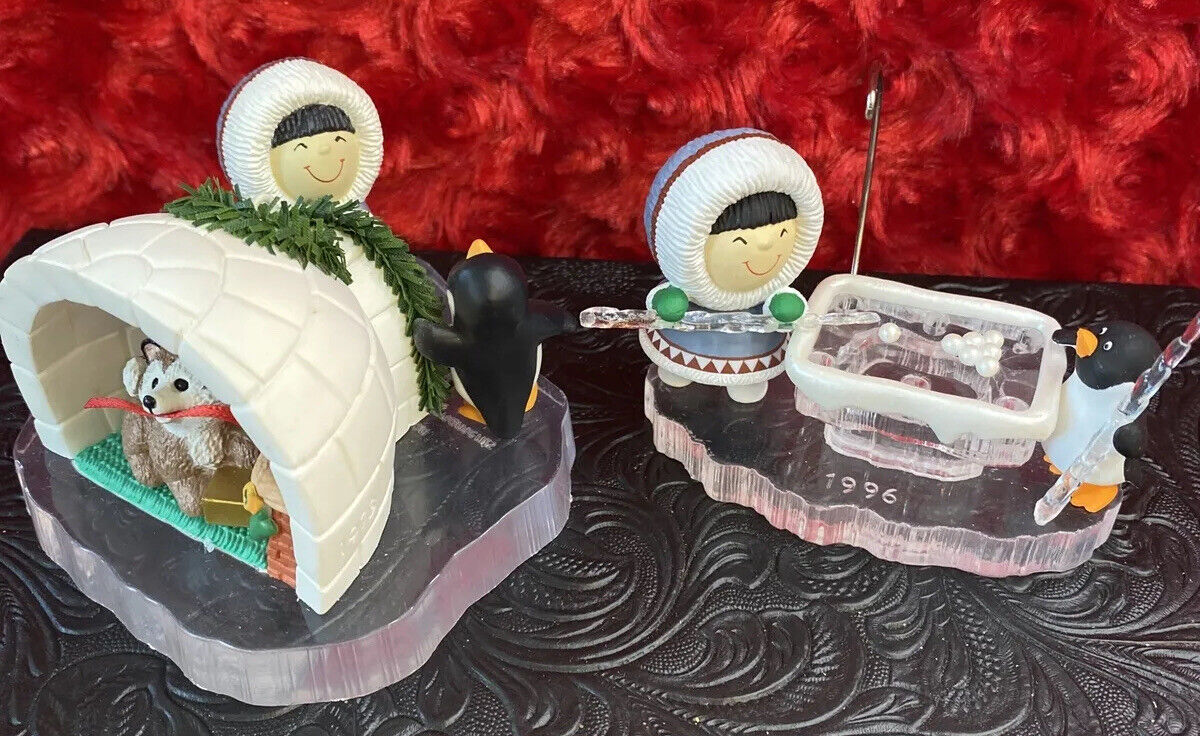 Vintage Hallmark Frosty Friends Ornaments 1993 And Rare 1996 Polar Pool Penguin