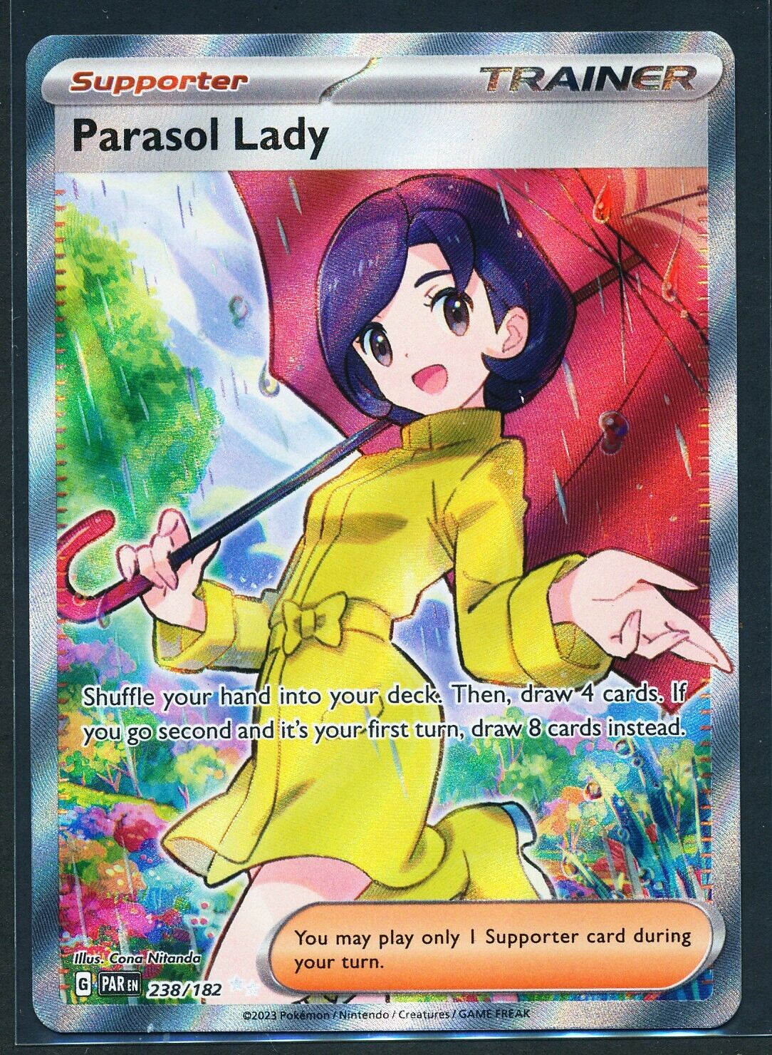 Parasol Lady Trainer Full Art Ultra Rare 238/182 Pokémon 2023 Paradox Rift NM/M