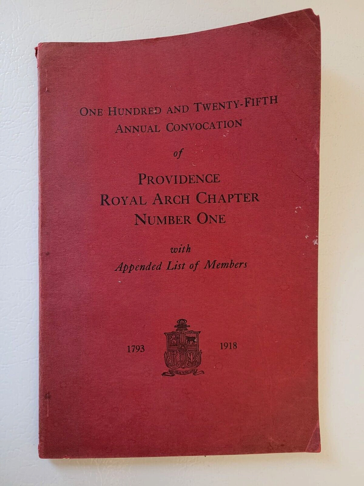 Rare 1918 Freemason 125th Annual Convocation Providence Royal Arch Chapter #1 RI
