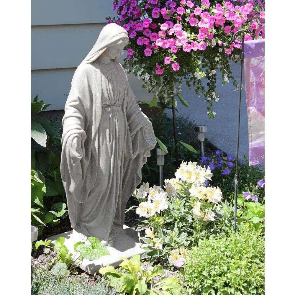 Granite Color High Density Resin Virgin Mary Statue Outdoor Garden Decors