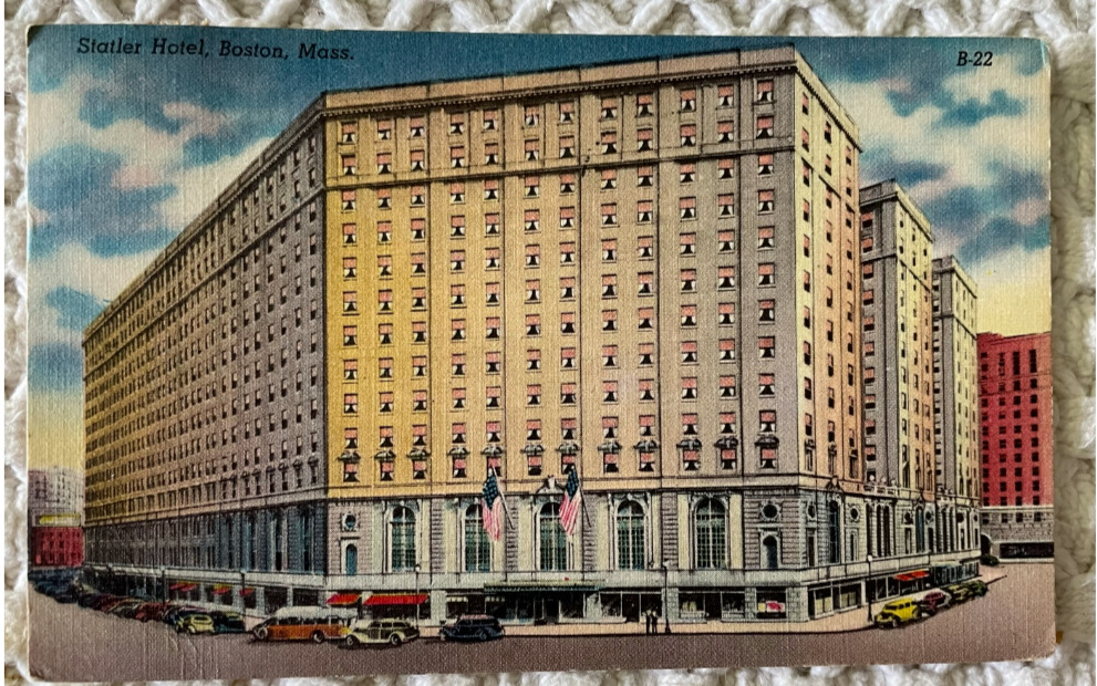 Boston Massachusetts Statler Hotel Linen Vintage Postcard
