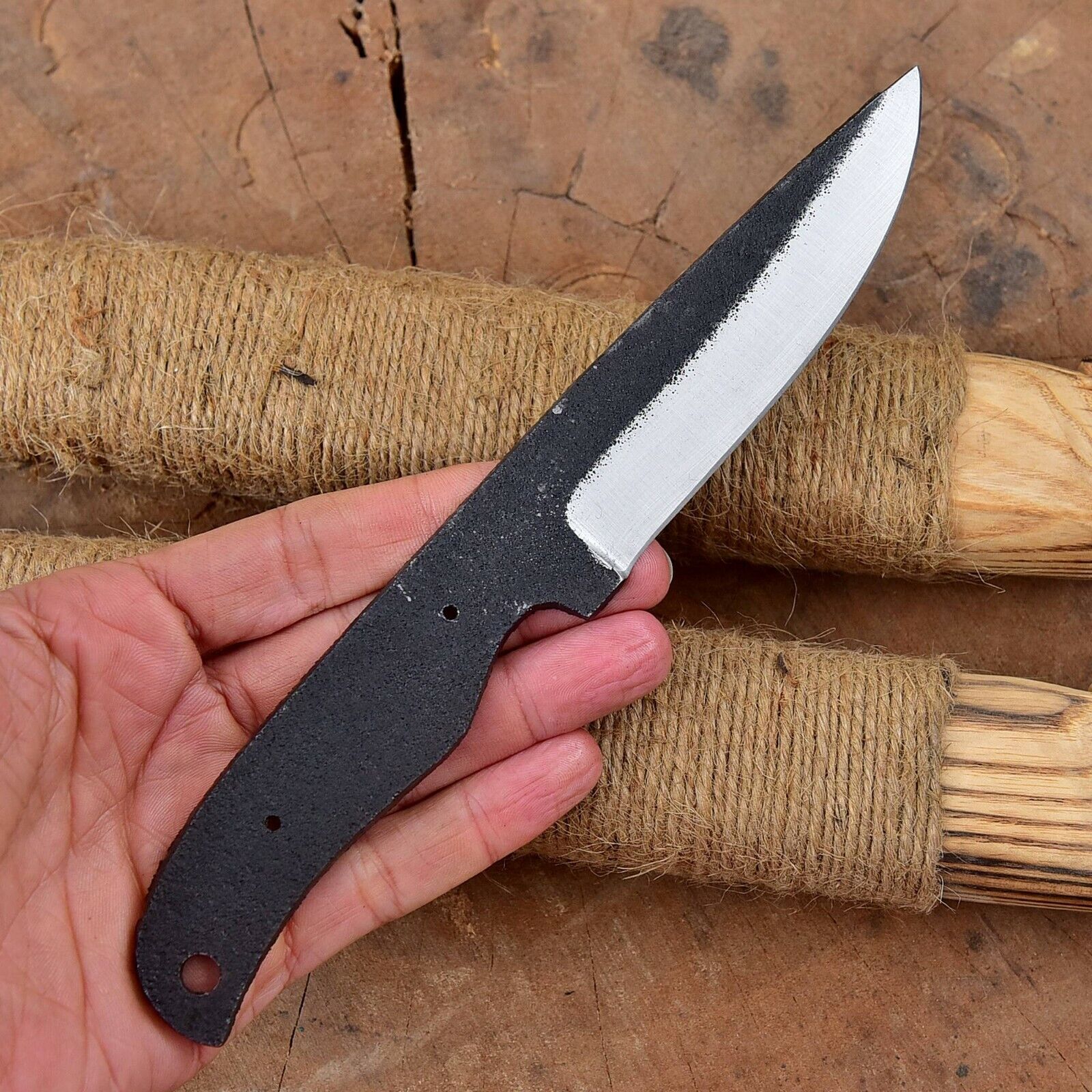 Custom Hammered 1095 Carbon Steel Blank Blade Hunting Knife,