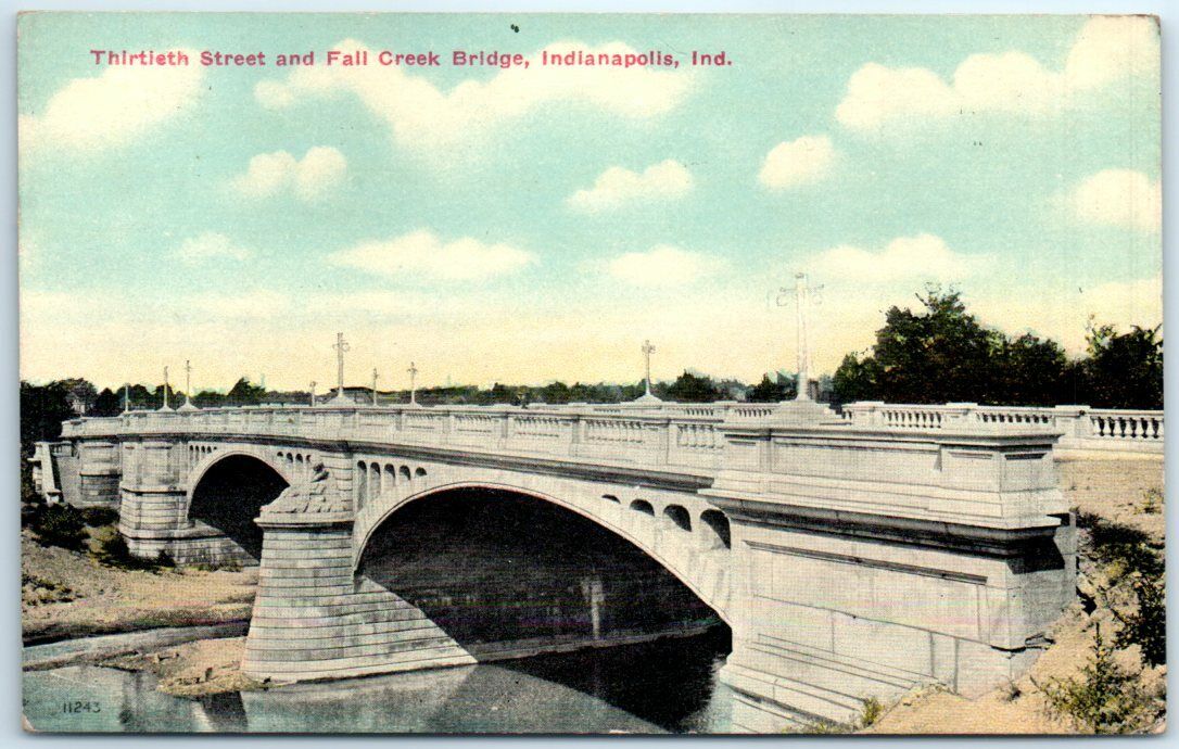 Postcard - Thirtieth Street & Fall Creek Bridge, Indianapolis, Indiana