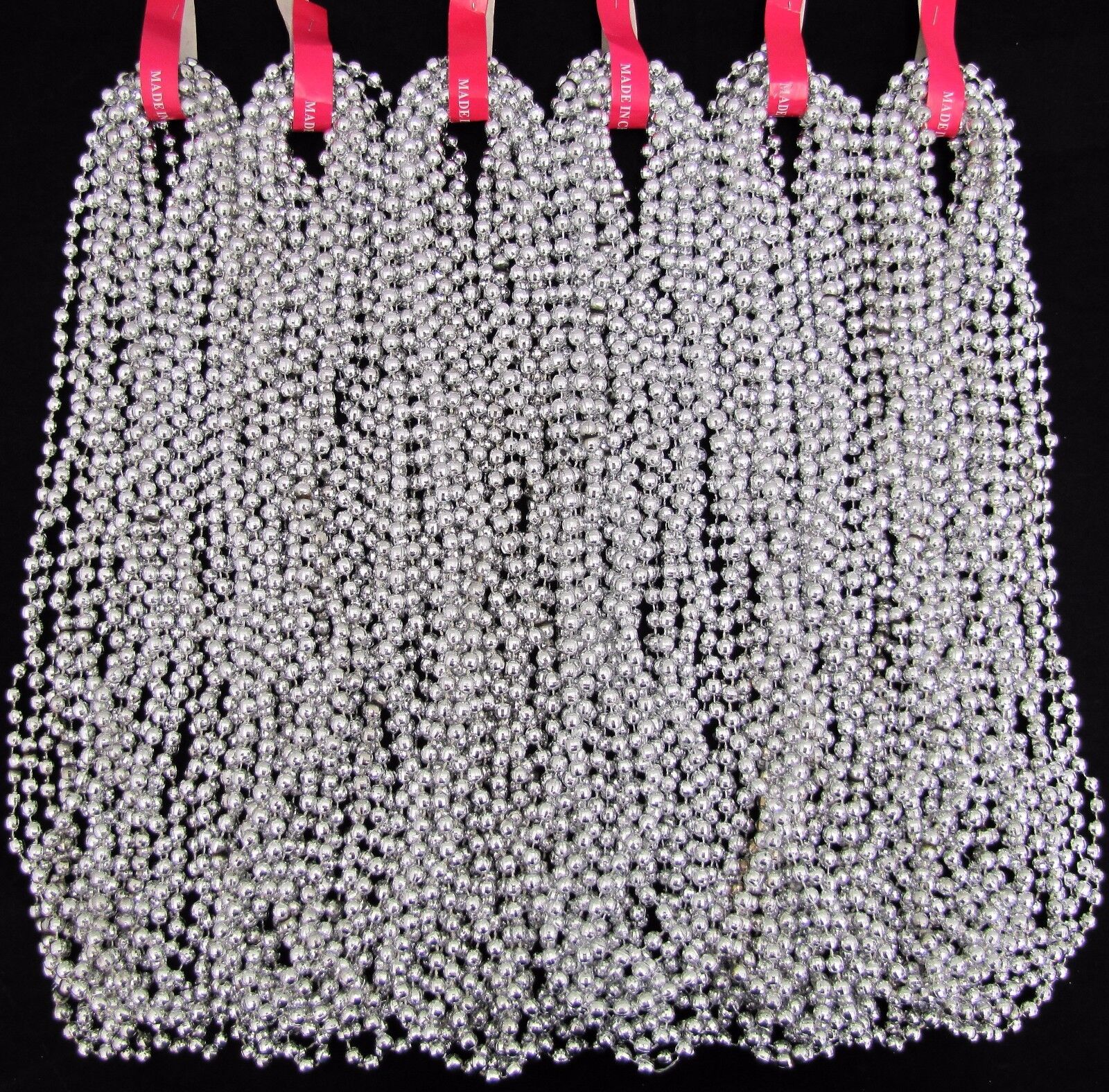 Mardi Gras Beads Silver Disco 6 Dozen School Parade Football Party 72 Necklaces