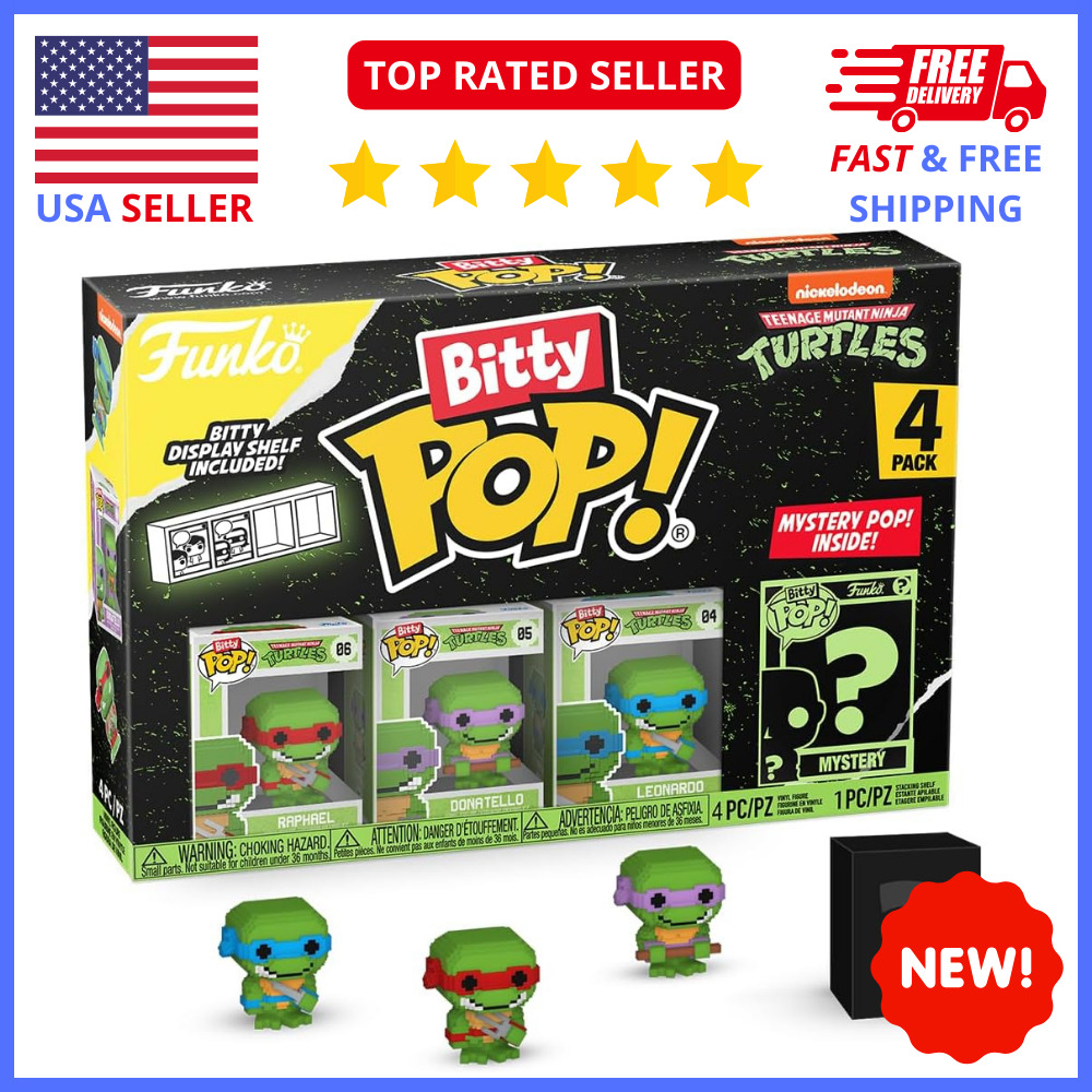 Funko Bitty Pop Teenage Mutant Ninja Turtles Mini Collectible Toys 4-Pack
