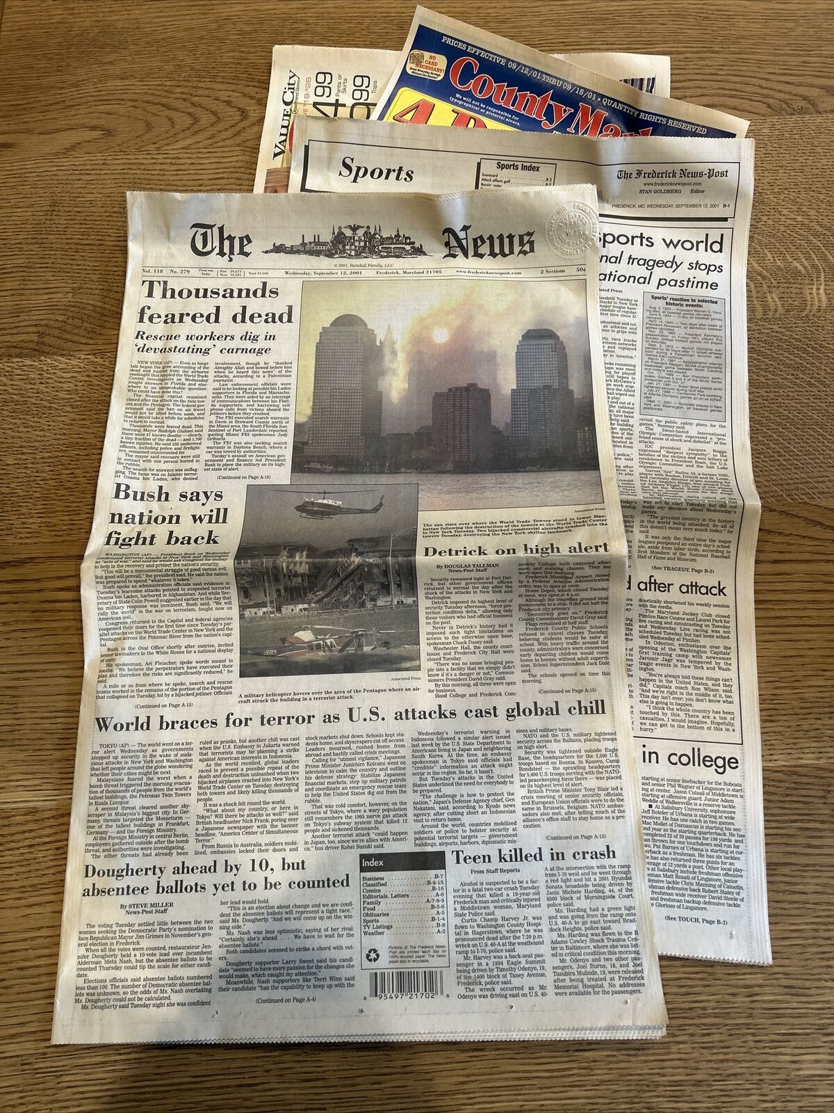 9/11 Newspaper Frederick MD