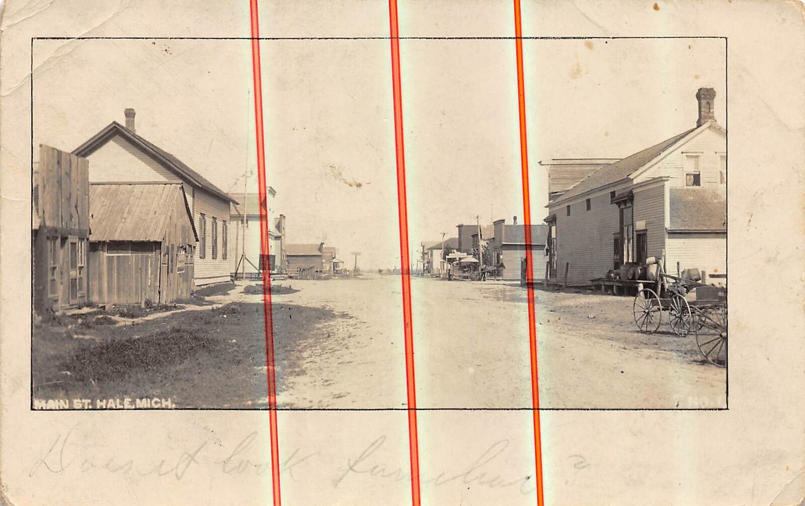 HALE Michigan postcard RPPC Iosco County Main Street town view 1908