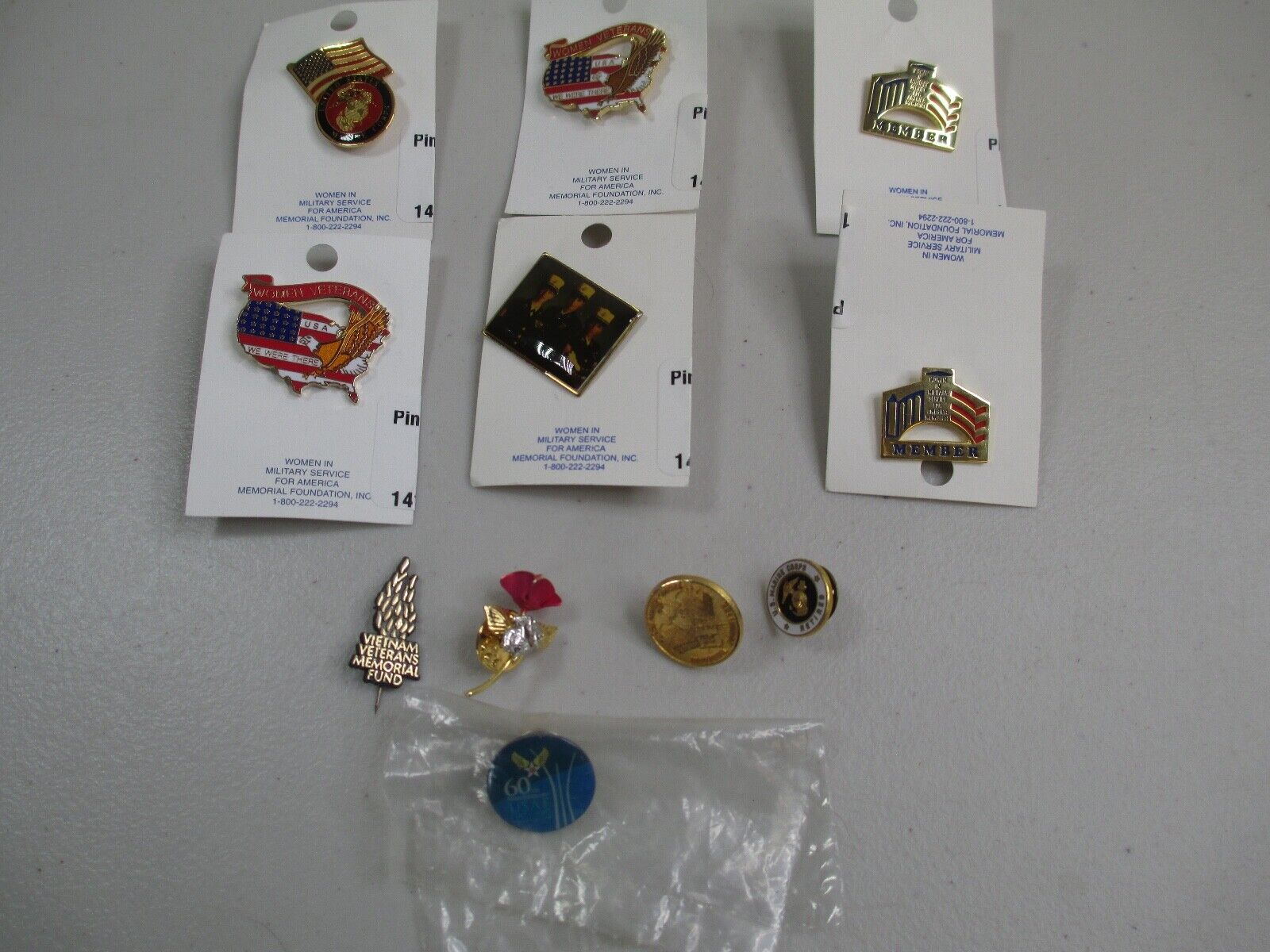 Vintage enamel pin lot Veterans Military 