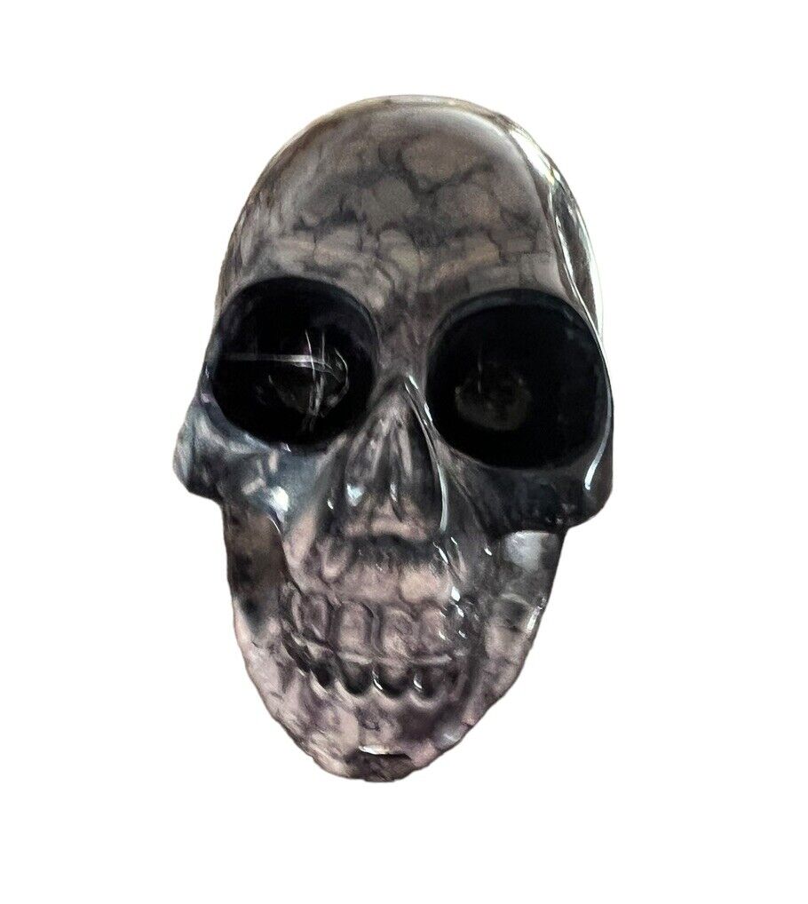 2007 Summit Lucite Skull Marbled Skeleton Head Sculpture Decor Halloween