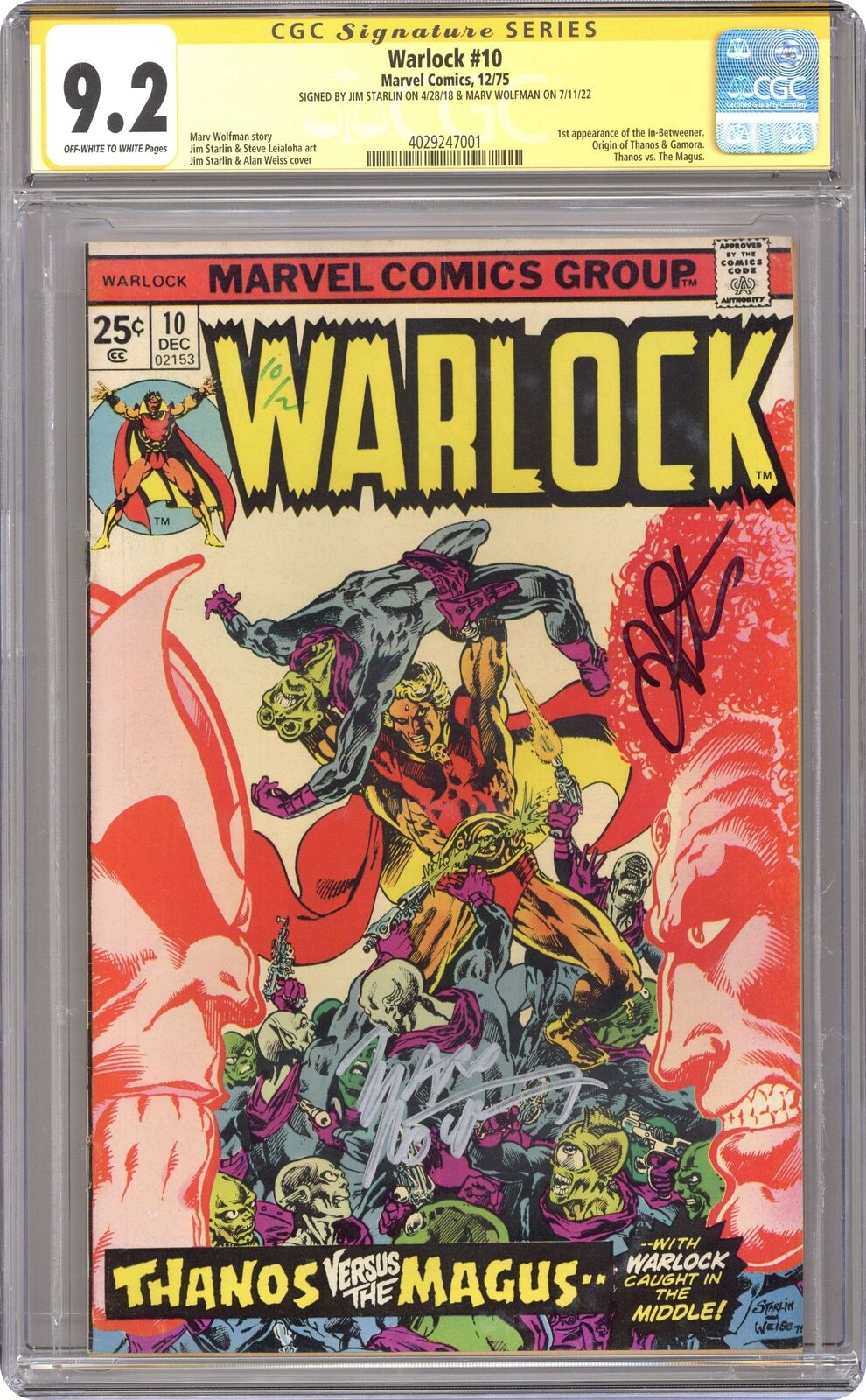 Warlock #10 CGC 9.2 SS Starlin/Wolfman 1975 4029247001 Origin Thanos and Gamora