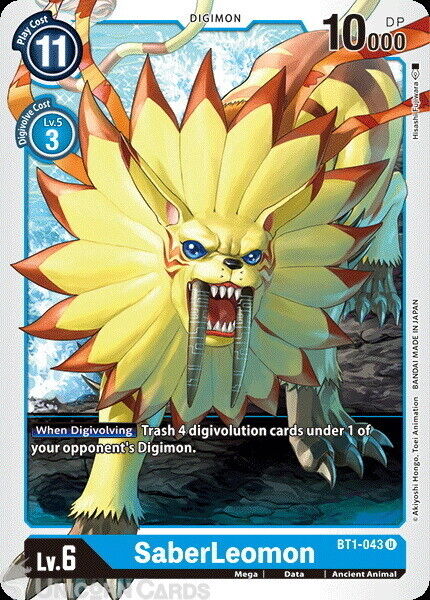 BT1-043 SaberLeomon Uncommon Mint Digimon Card