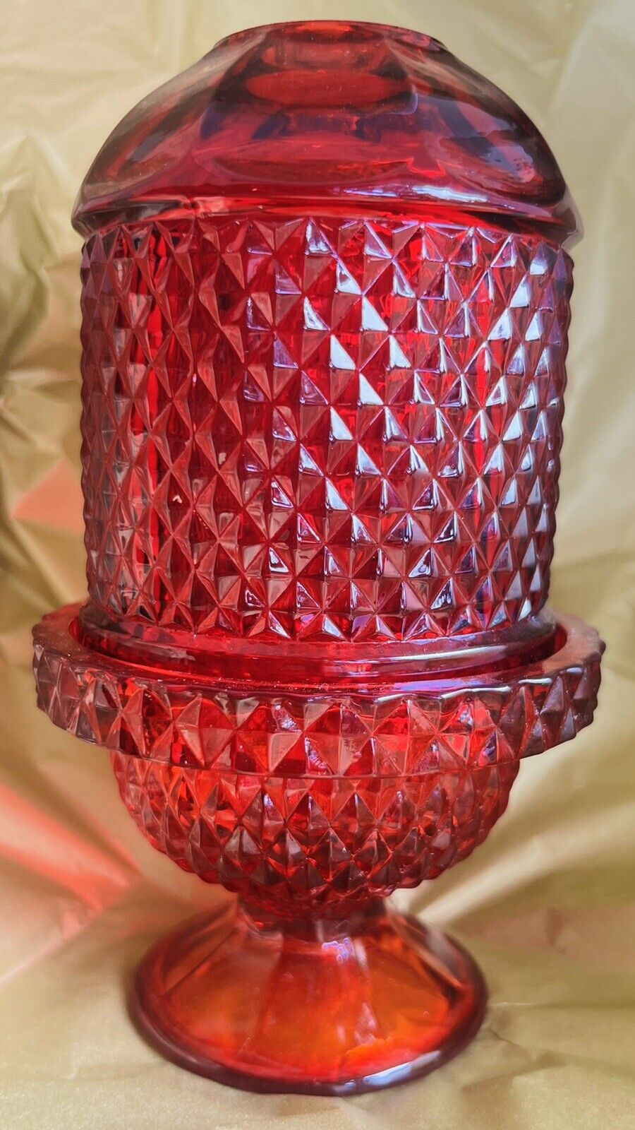 Viking MCM Vintage Red Diamond Point Fairy Lamp