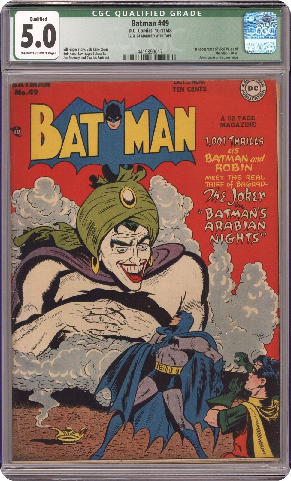 Batman #49 CGC 5.0 QUALIFIED 1948 Batman (1940) 4419899017 1st app. Mad Hatter