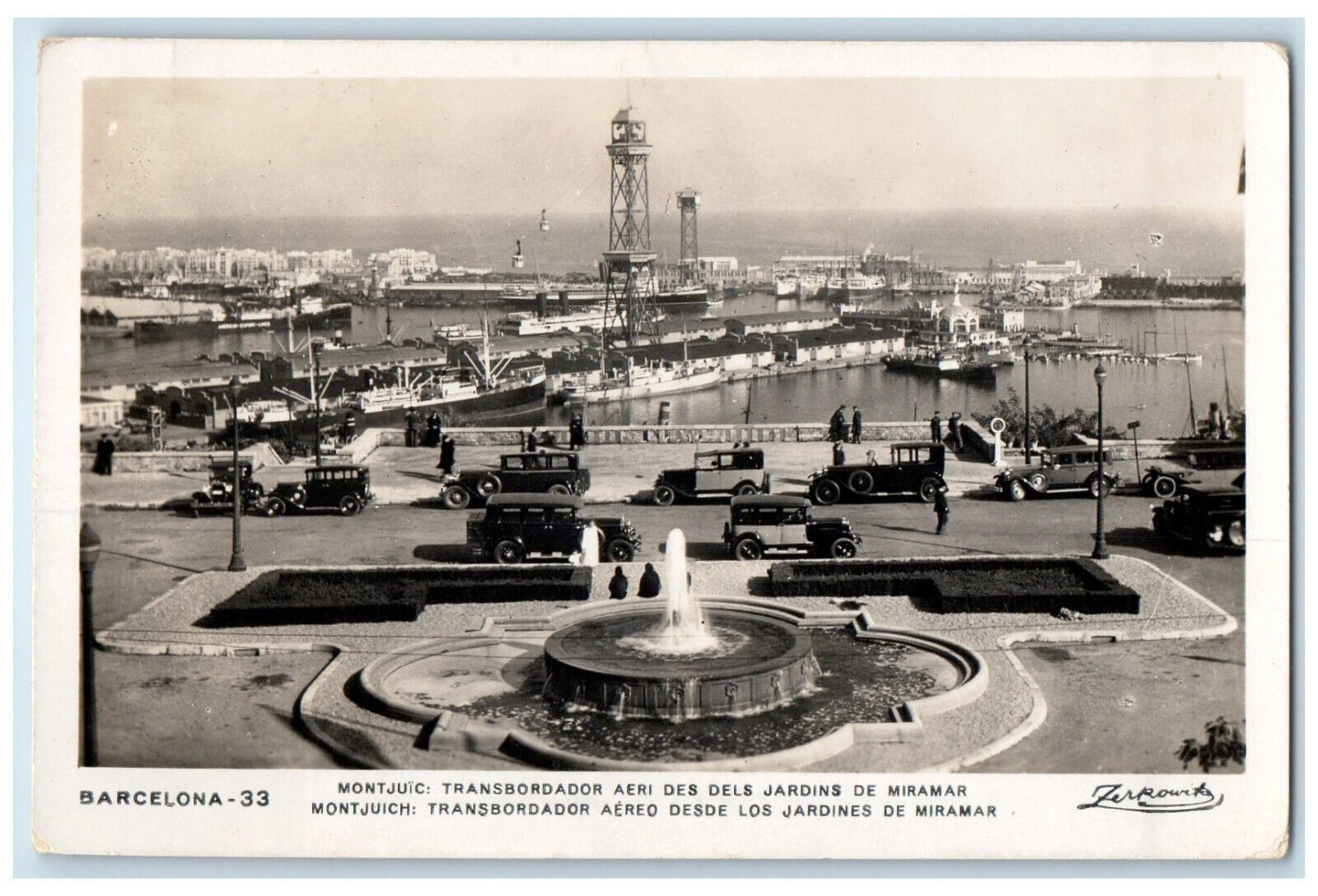 c1940's Air Shuttle From Marimar Gardens Barcelona Spain RPPC Photo Postcard