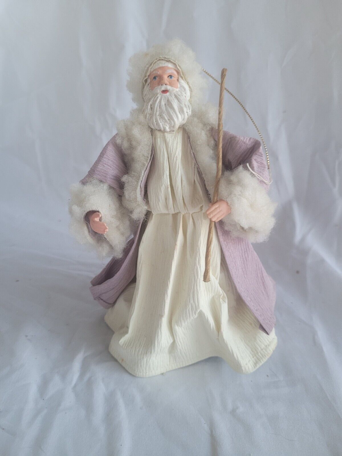 Vintage Father Christmas Figurine Wearing a Lavender Cloak