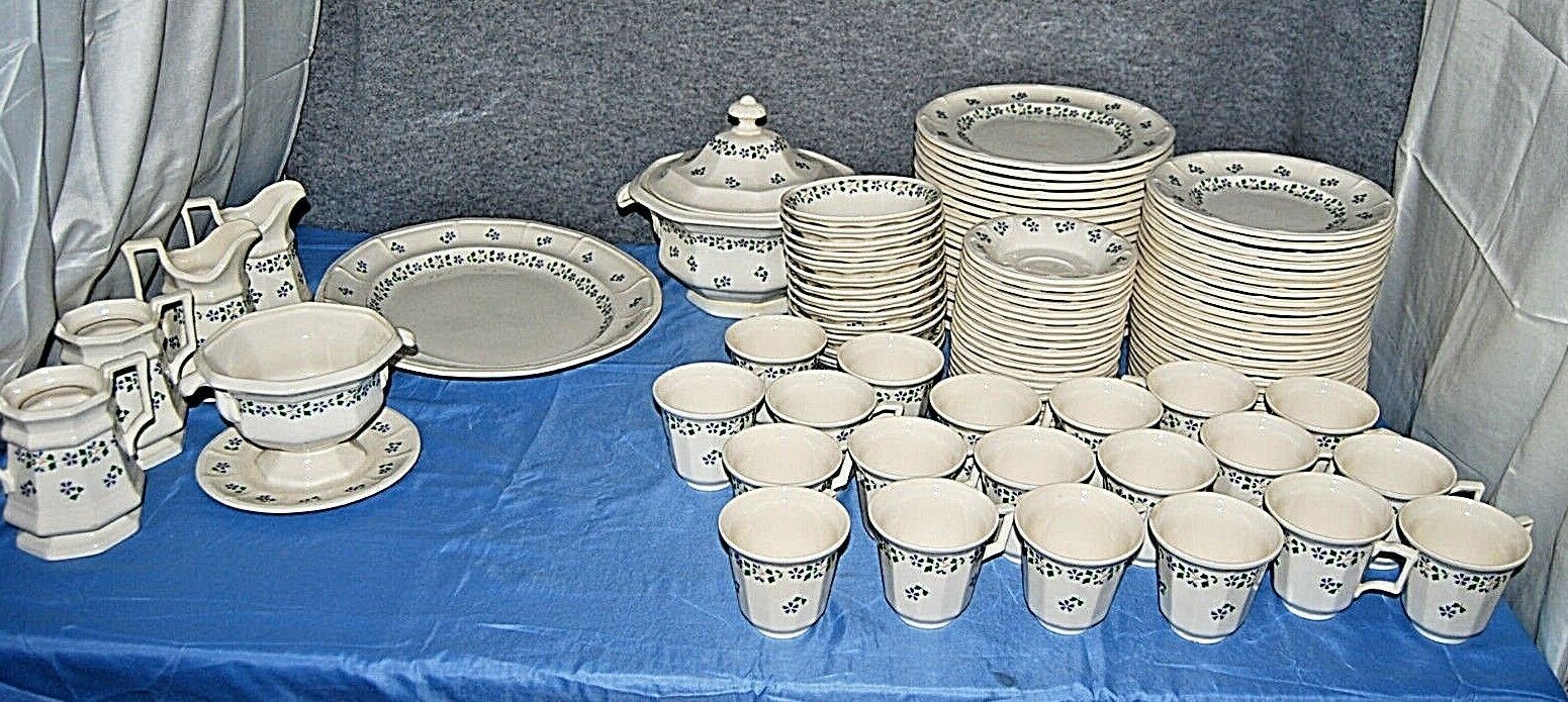 Simpson Pottery Henry Ford Museum Greenfield Village Periwinkle 104 Pc Set L2461