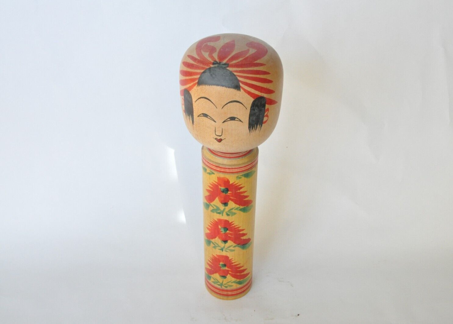 Kokeshi Rare vintage Okuyama Kuraji(1934-2008) singed 31.5*5.5 wooden doll Japan