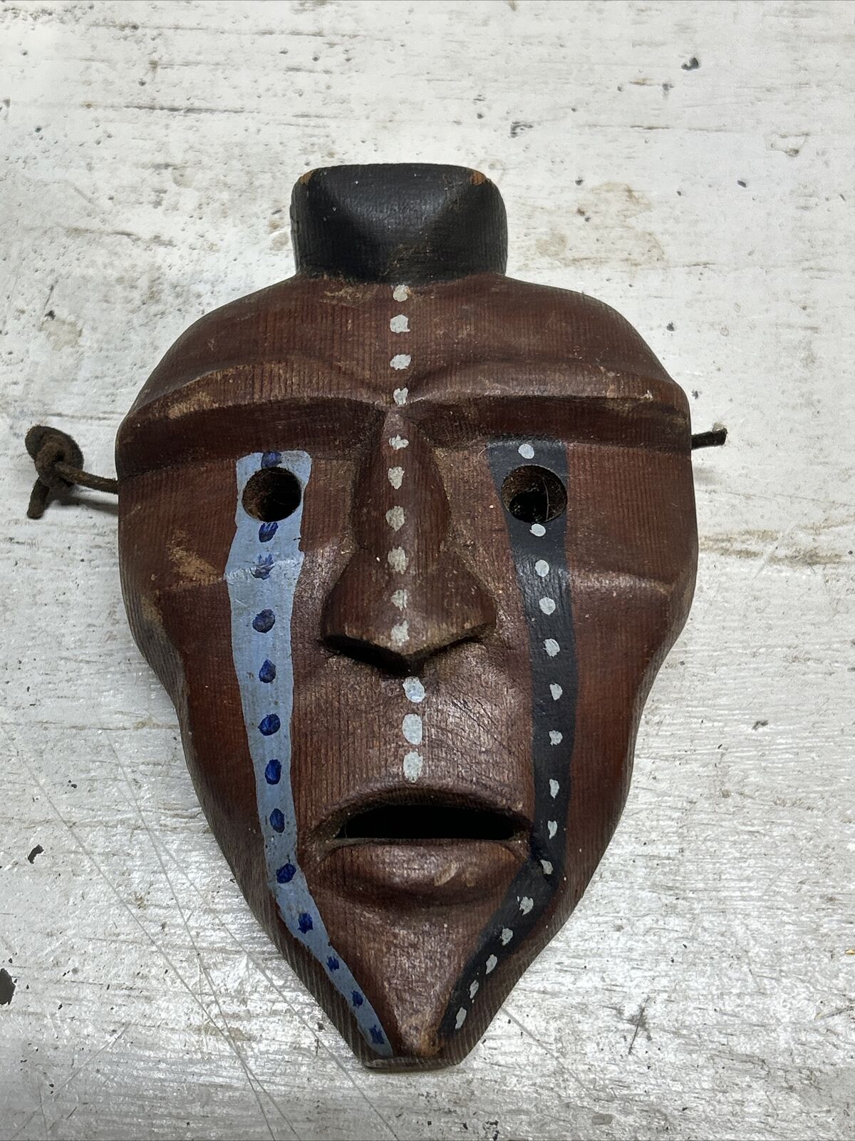 Vtg Tribal Native Wood Handcarved Head, Ethnic, Primitive