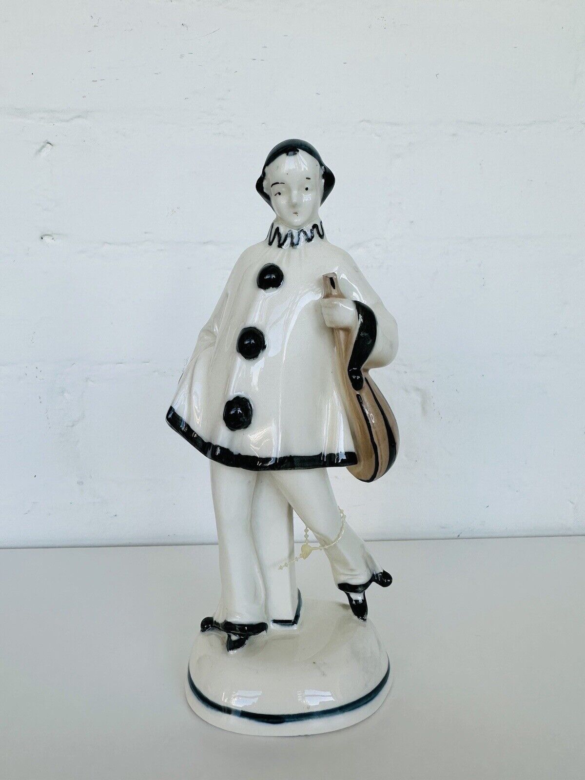 VTG Romantic 1930s Pierrot Figurine Holding A Mandolin Germany Clown