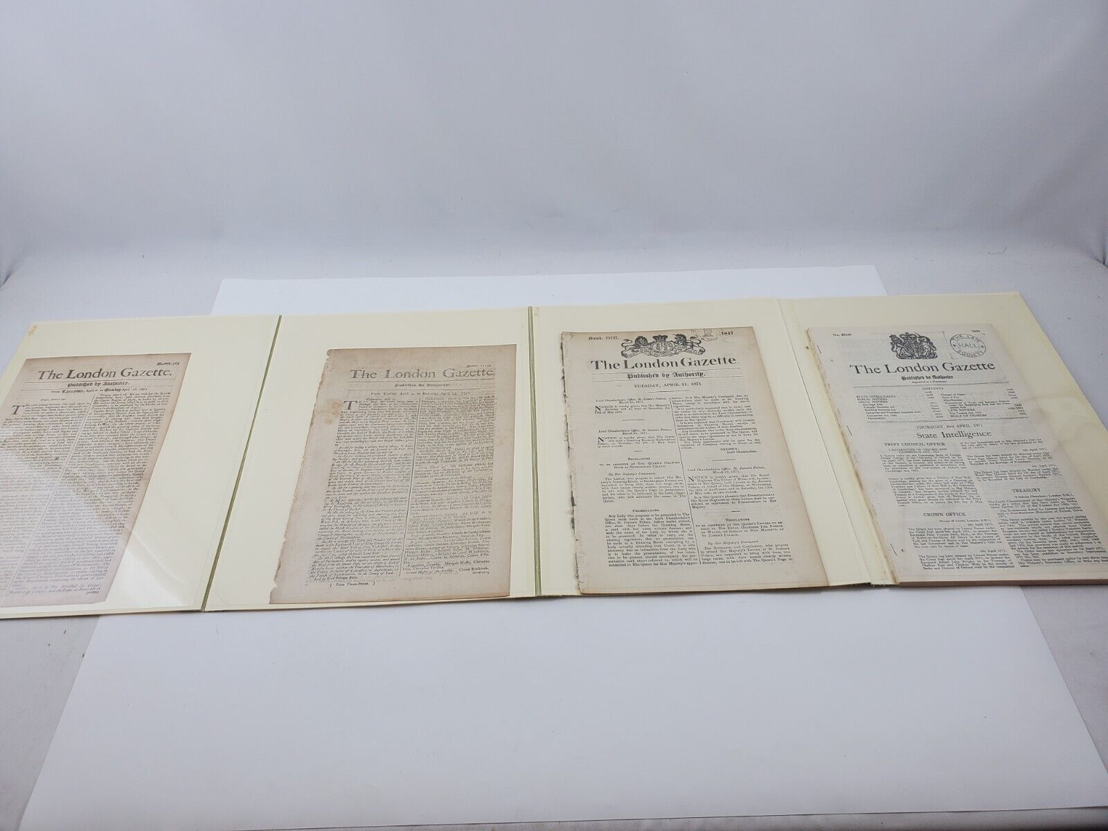 The London Gazette 1600's 1700's 1880's 1900's Newspapers Set of Four Century