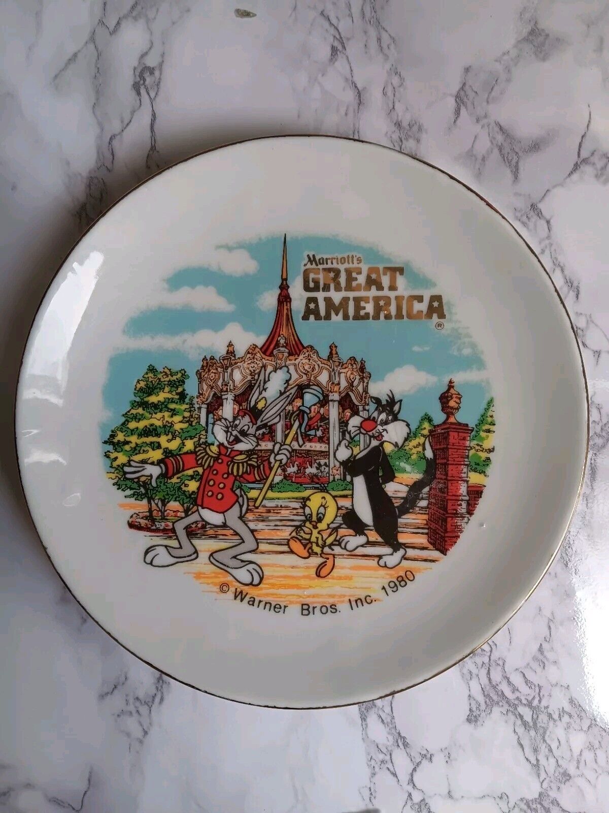 Great America amusement park ceramic plate 1980