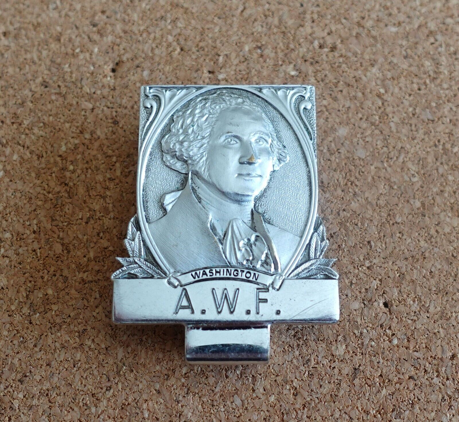 Anson Money Clip President George Washington Monogrammed AWF Pat No 2994116