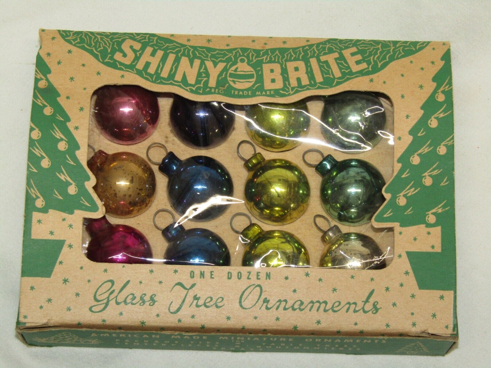 USA Antique Shiny Brite Glass Feather Tree Vintage Christmas Ornament 1950\'s