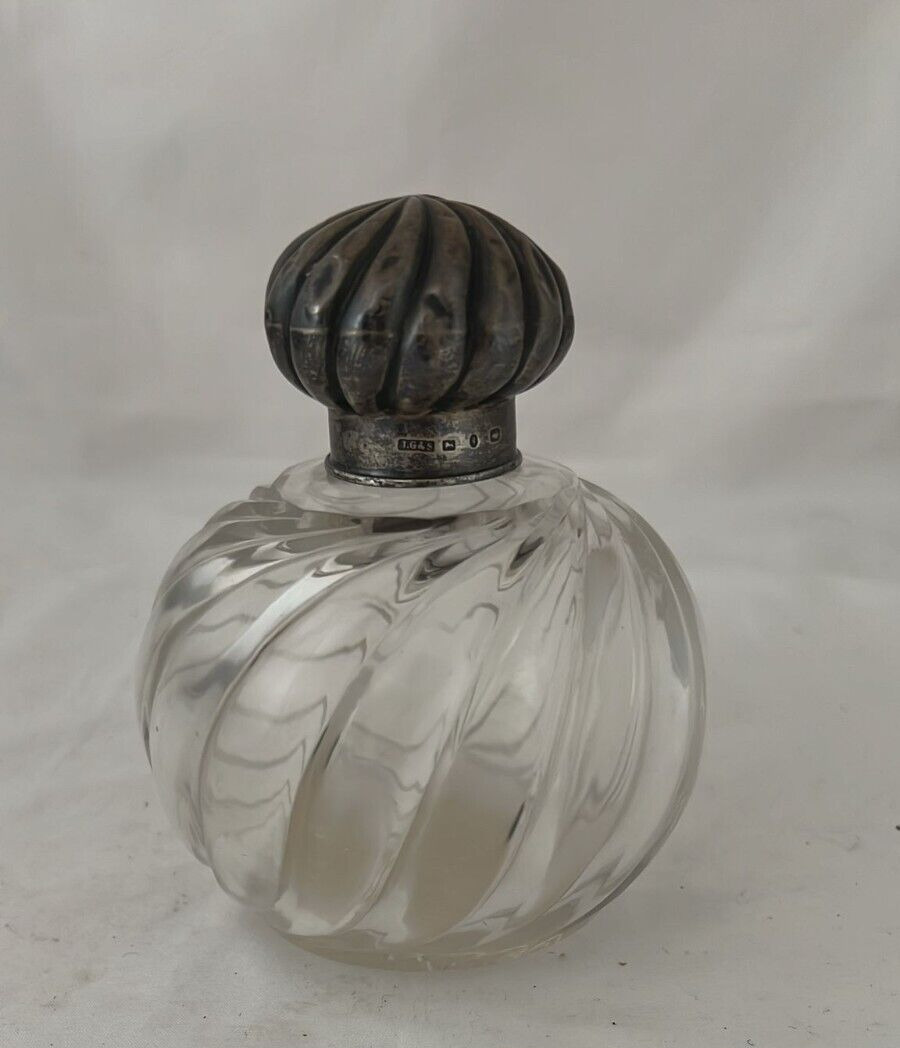 Antique Sterling Silver And Crystal  Perfume Bottle 5\