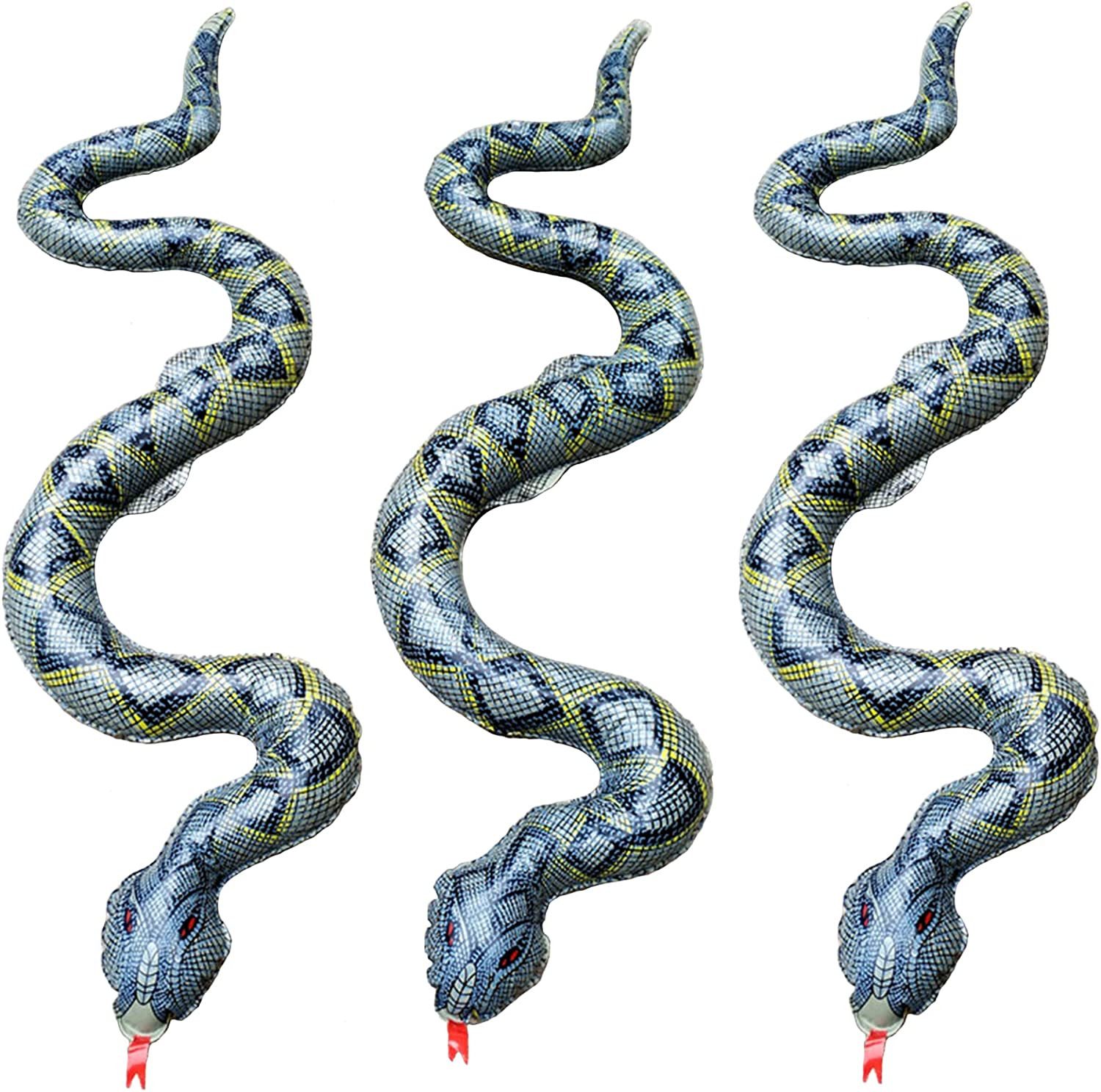 Inflatable Snake,3 Pack Fake Snakes 37.4 Inch Large Inflatable Snakes for Garden