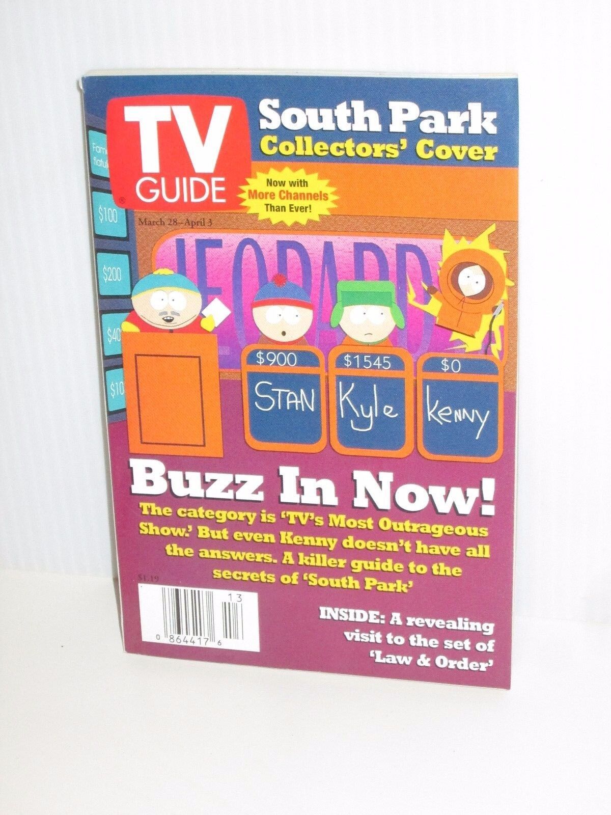 TV GUIDE TELEVISION MAGAZINE MARCH  28 1998 SOUTH PARK CARTOON JEOPARDY COVER 