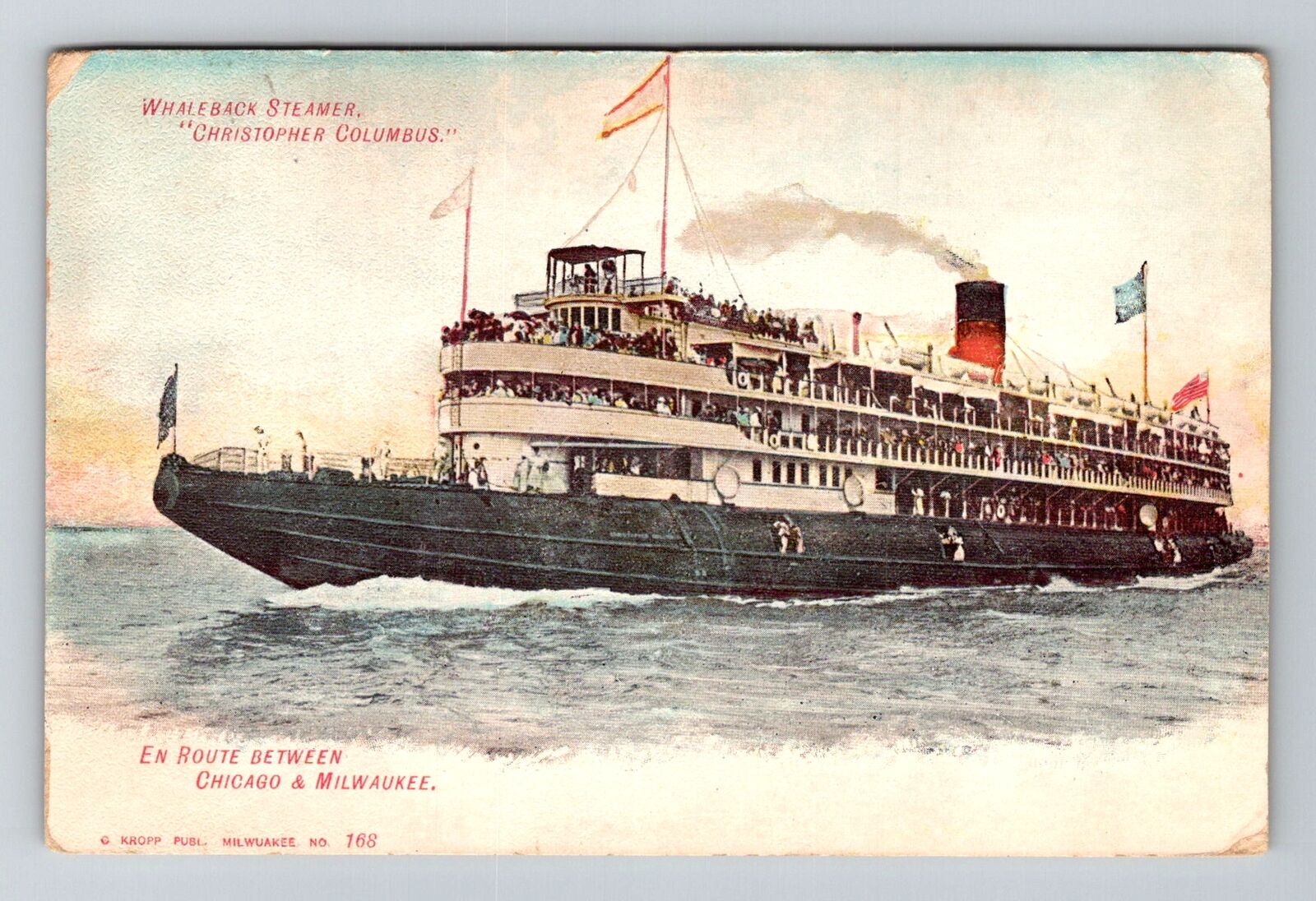 Chicago, IL-Illinois, Whaleback Steamer Christopher Columbus, Vintage Postcard