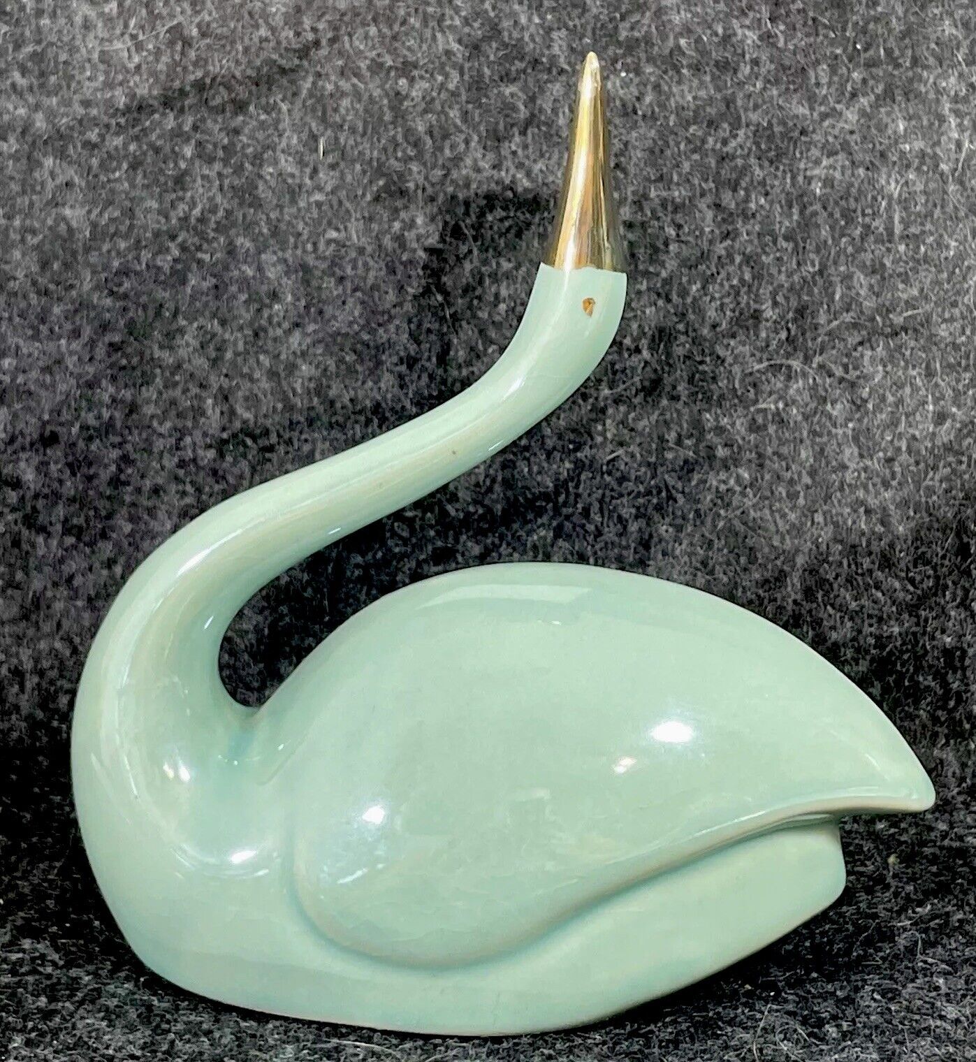 Vintage Turquoise Green Gold Swan Figurine MCM 6\