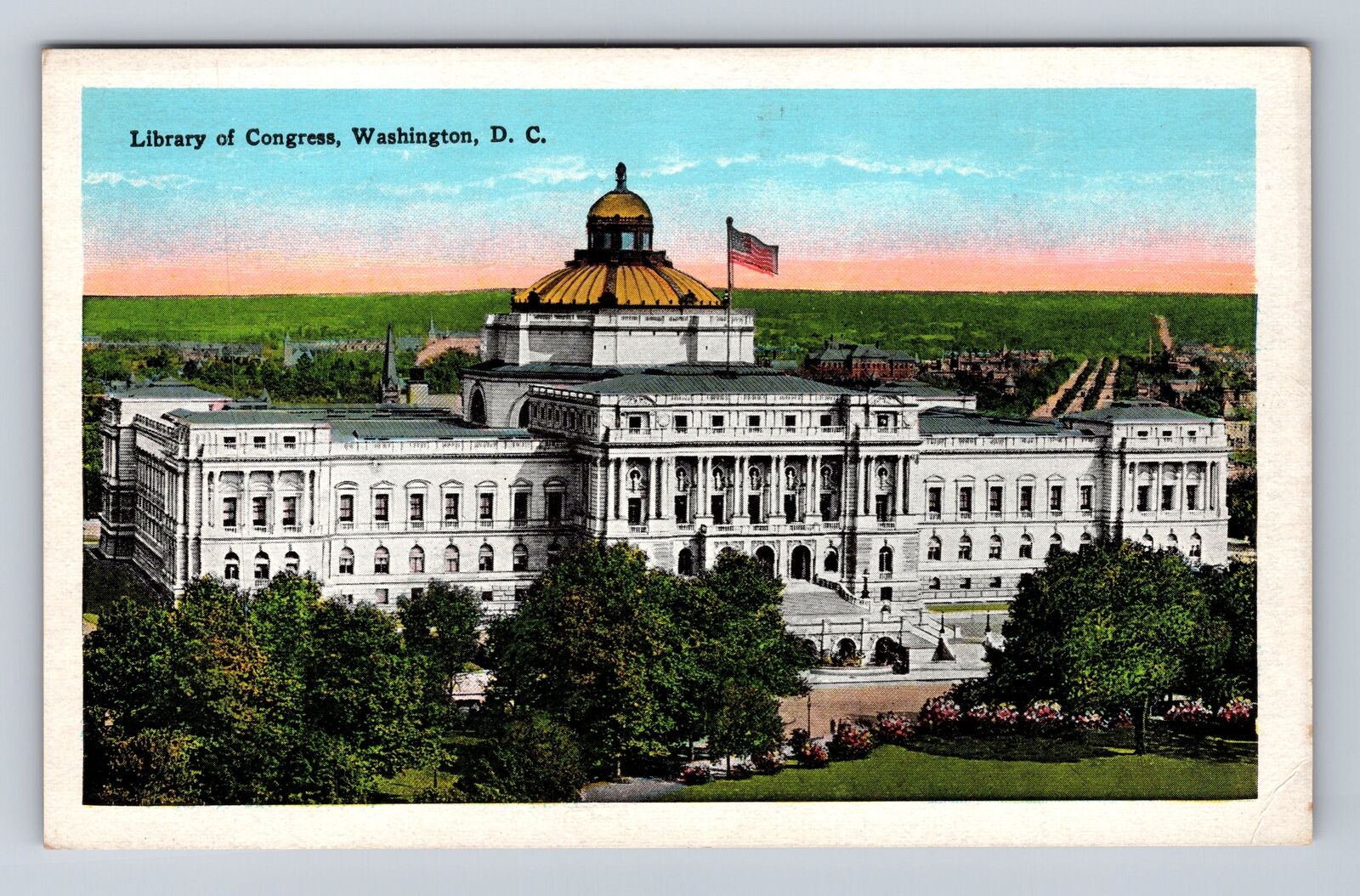 Washington DC, Library of Congress, Antique Vintage Souvenir Postcard