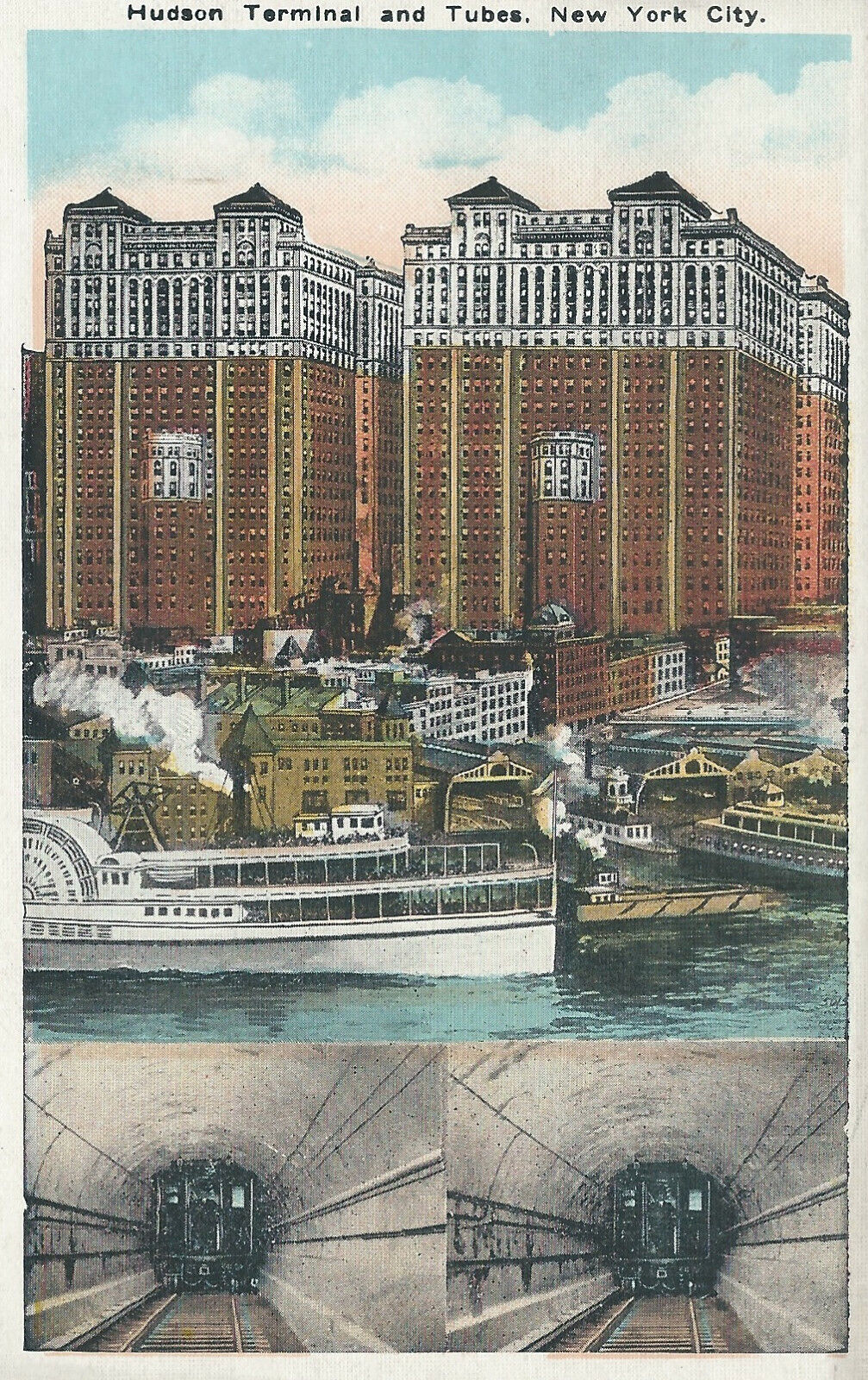 Hudson Terminal & Tubes, Manhattan, New York City,  N.Y., Early Postcard, Unused