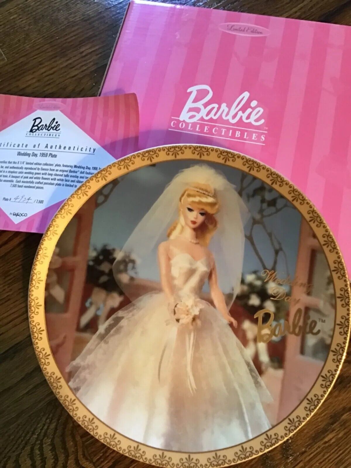 Barbie Wedding Day 1959 Bride Collector Plate Limited Edition Enesco New In Box 