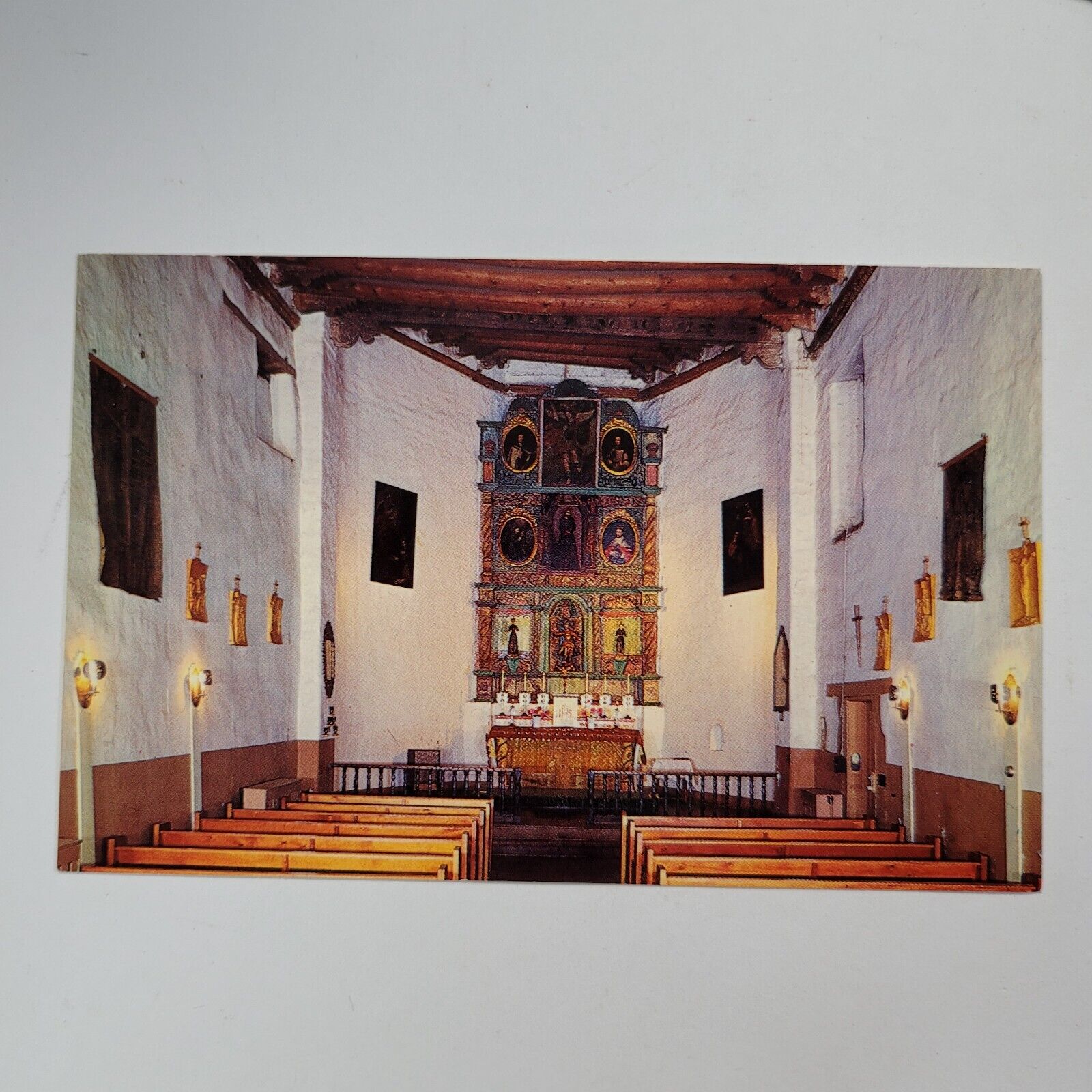 Interior Of The Oldest Church In USA San Miguel Mission Santa Fe NM Postcard