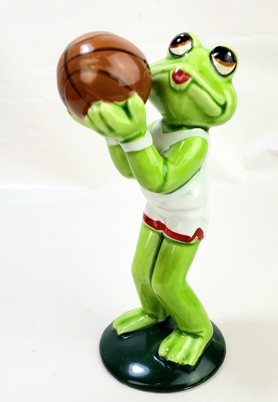 Lefton Green Frog Figurine -Basketball Player