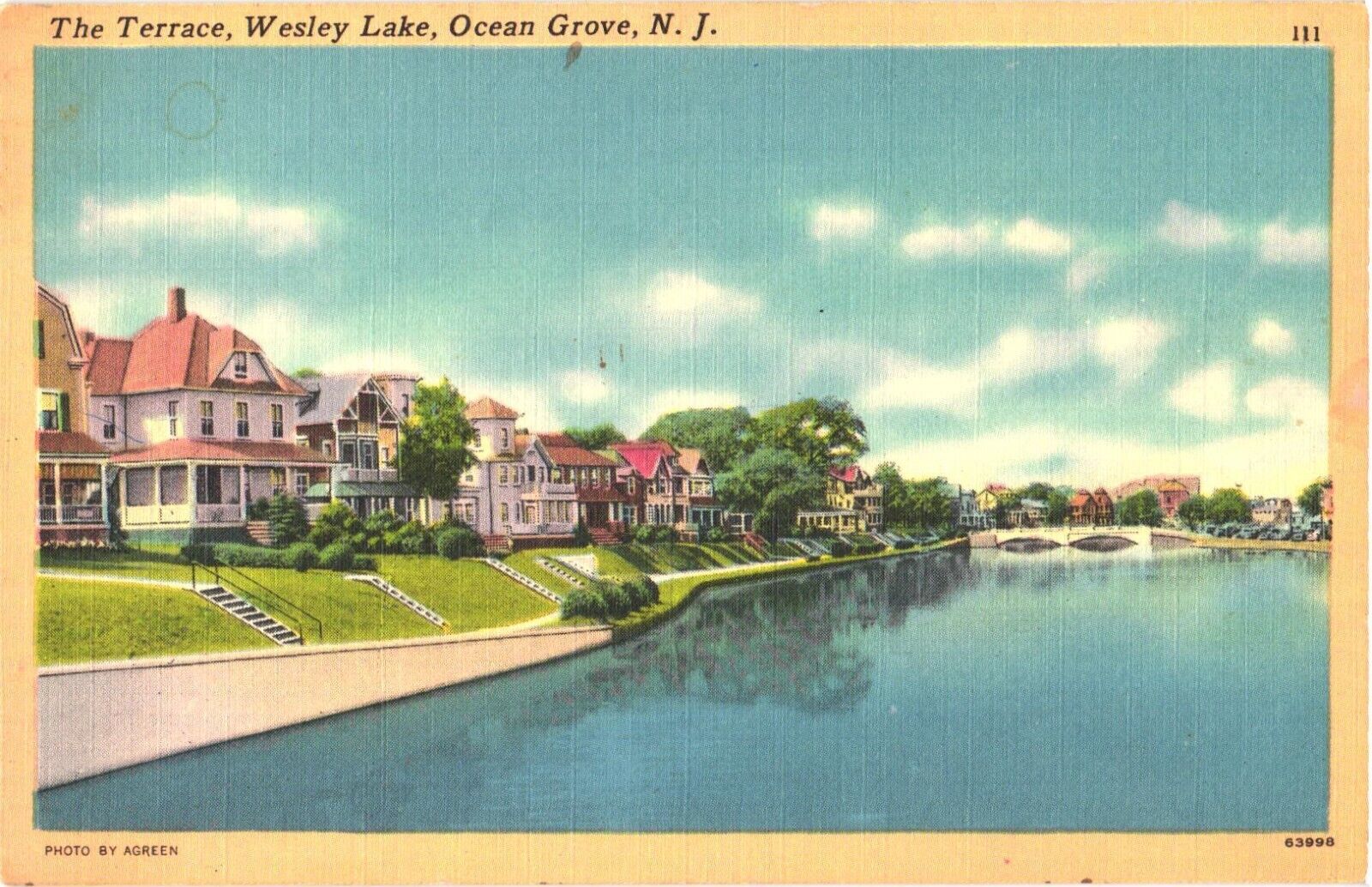 Picturesque View of The Terrace, Wesley Lake, Ocean Grove, New Jersey Postcard