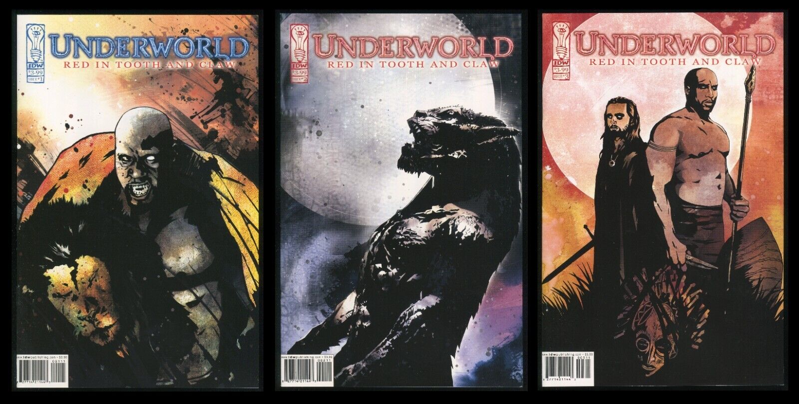 Underworld Red in Tooth and Claw Comic Set 1-2-3 Lot Horror Werewolf Movie Lycan