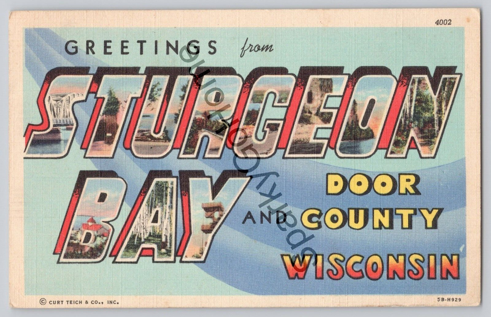 GREETINGS FROM Sturgeon Bay and Door County Wisconsin Posted 1947