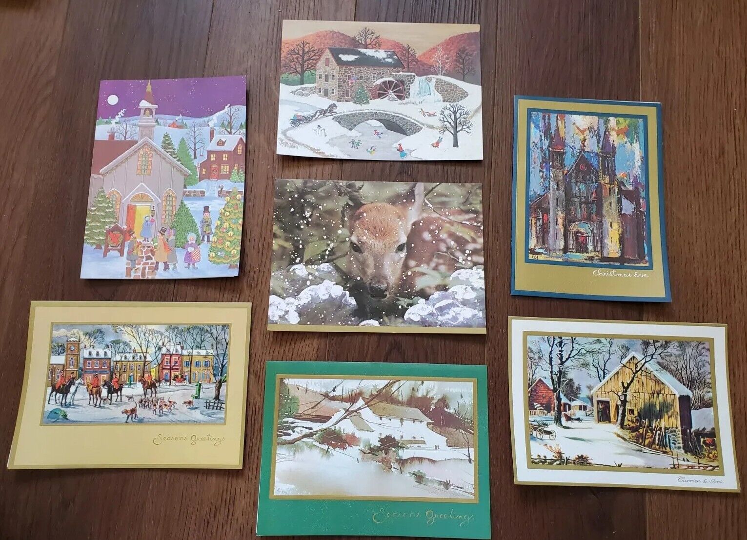 Vintage Famous Artist Studio 7  Christmas Cards  w/ 6 Envelopes see photos 