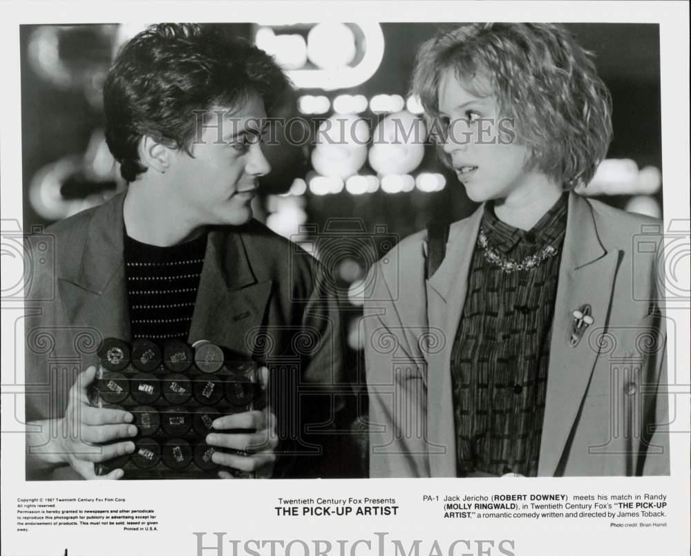 1987 Press Photo Robert Downey Jr. & Molly Ringwald in \