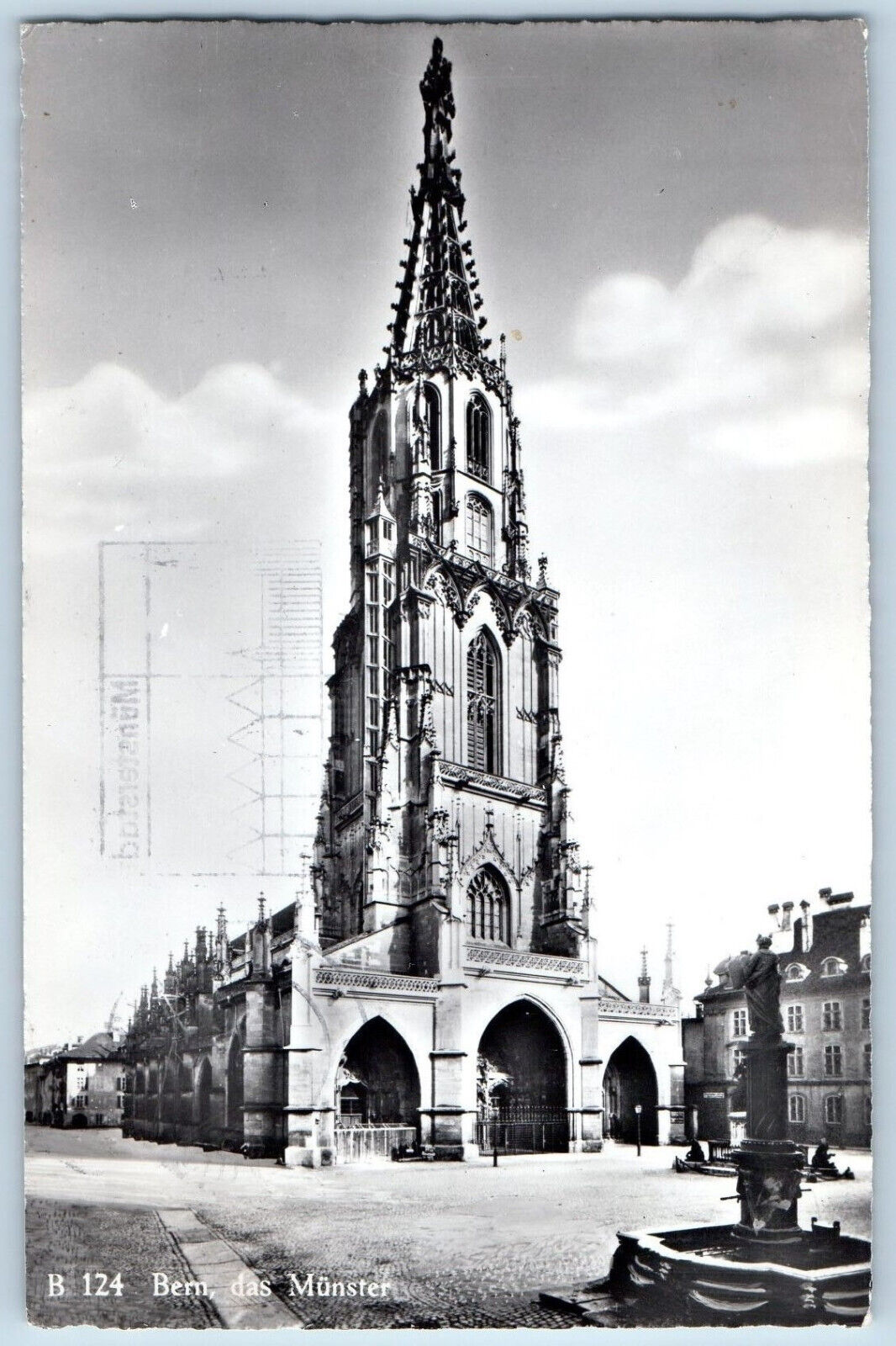 Switzerland Postcard Cathedral of Berne Gothic Structure 1959 RPPC Photo