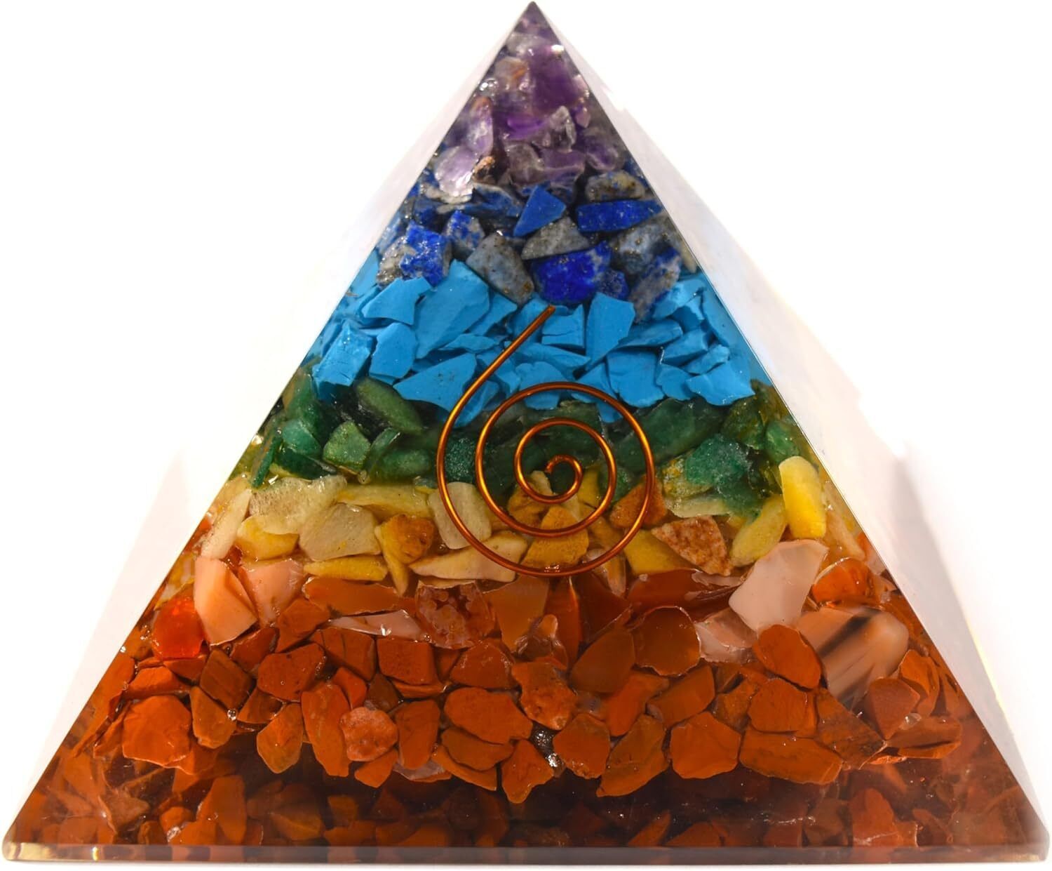 Huge 98mm 7 Chakra Orgonite Orgone Pyramid Positive Energy 7 Color 
